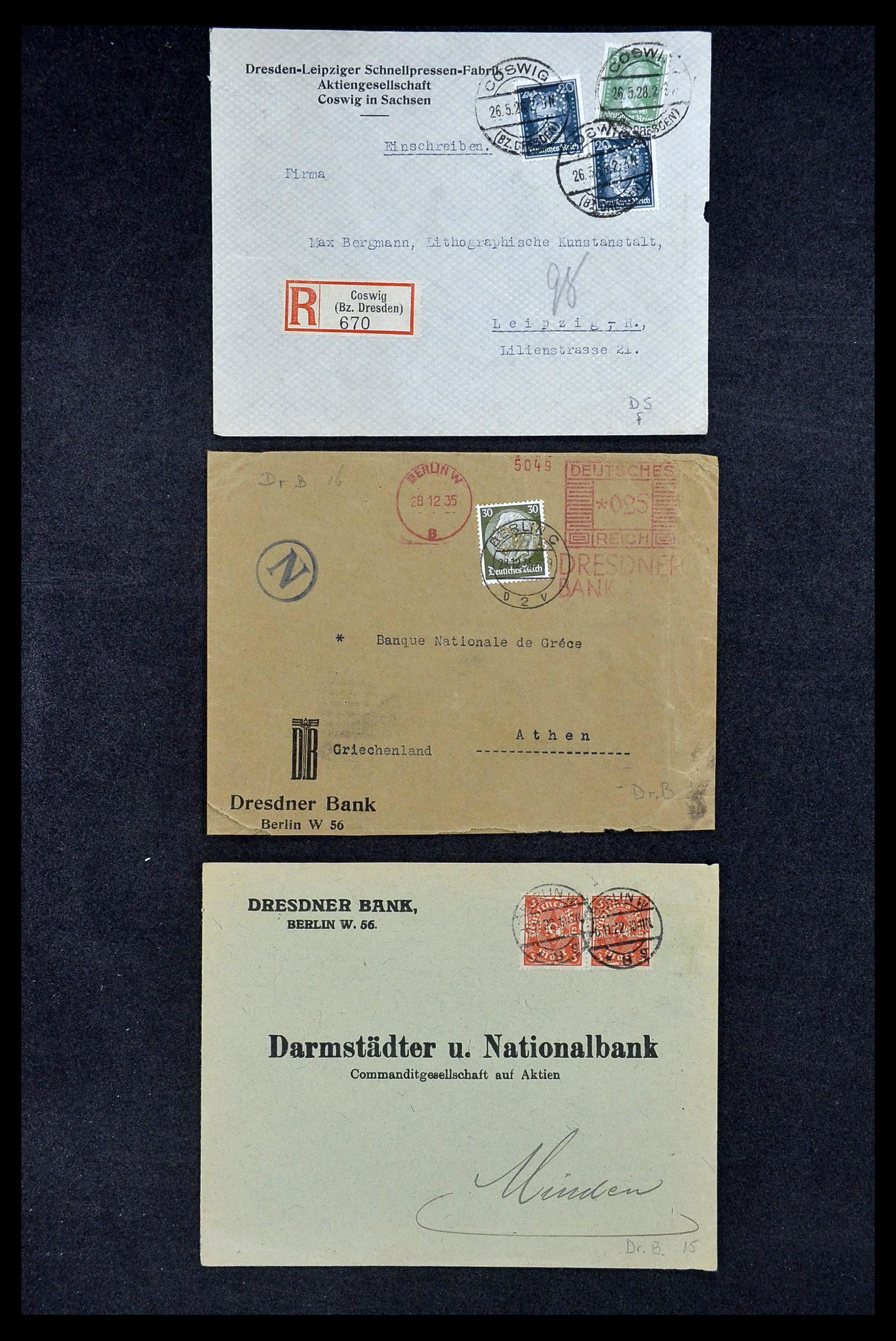 34504 231 - Stamp Collection 34504 Germany perfins on cover 1907-1936.