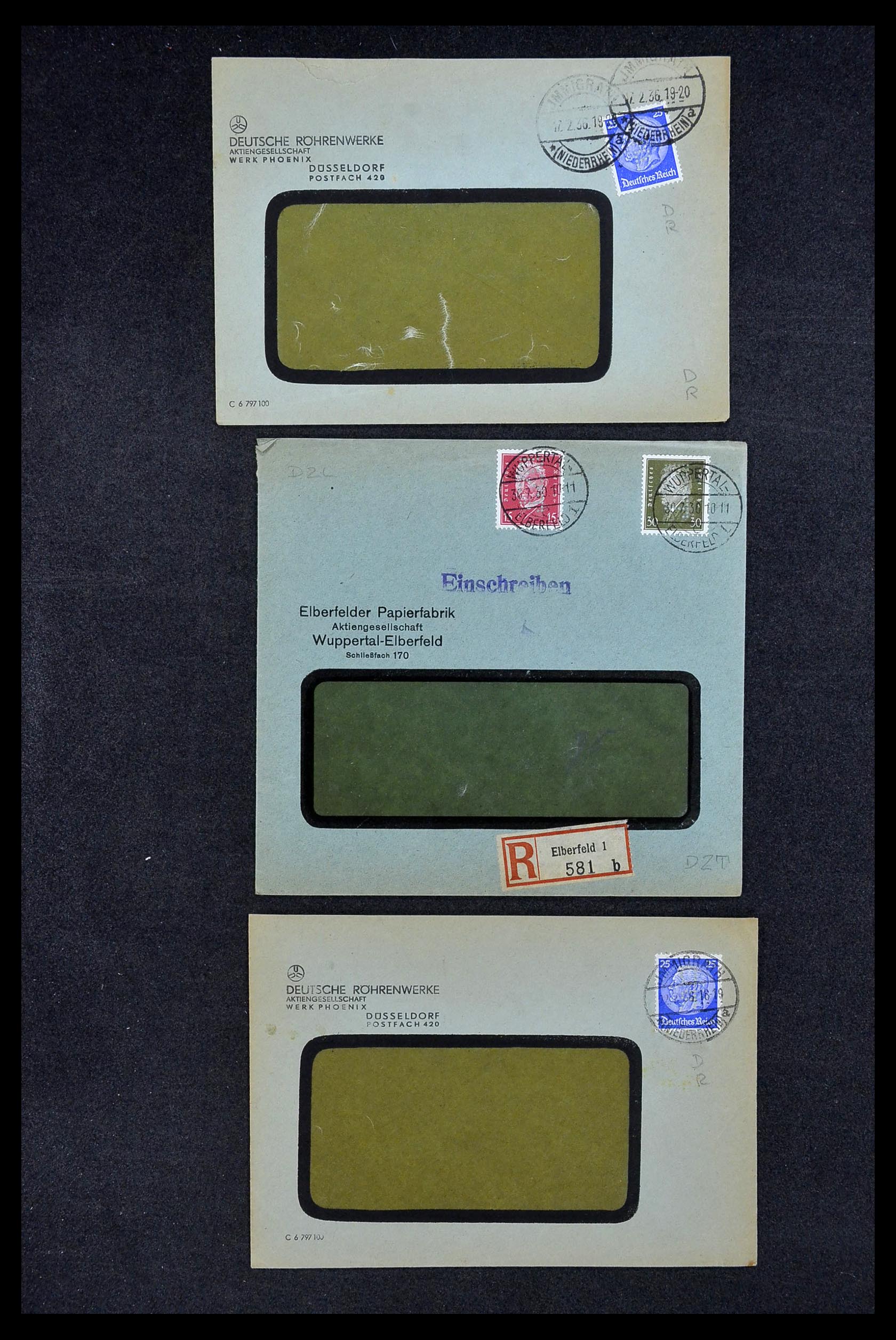 34504 232 - Stamp Collection 34504 Germany perfins on cover 1907-1936.