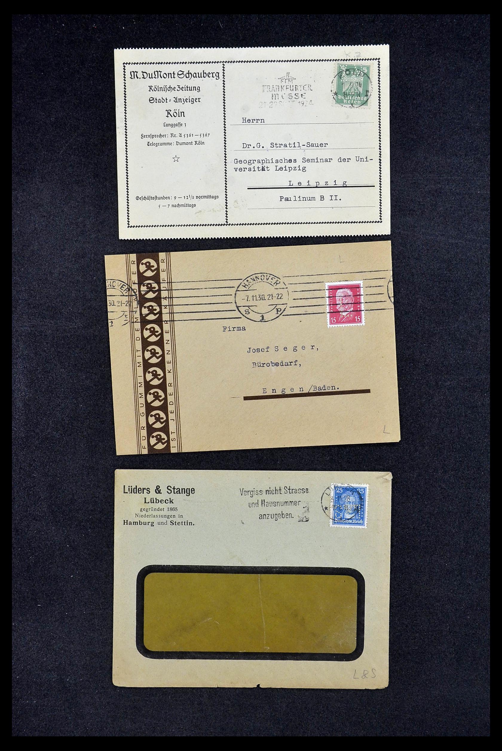 34504 241 - Postzegelverzameling 34504 Duitsland firmaperforaties op brief 1907-1