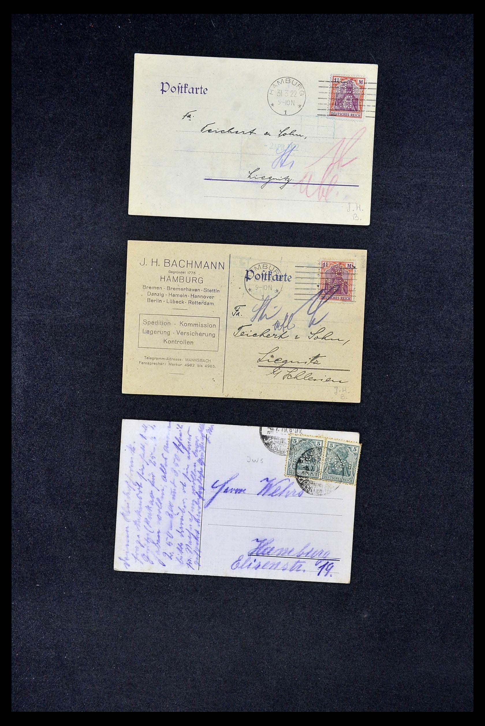 34504 242 - Postzegelverzameling 34504 Duitsland firmaperforaties op brief 1907-1