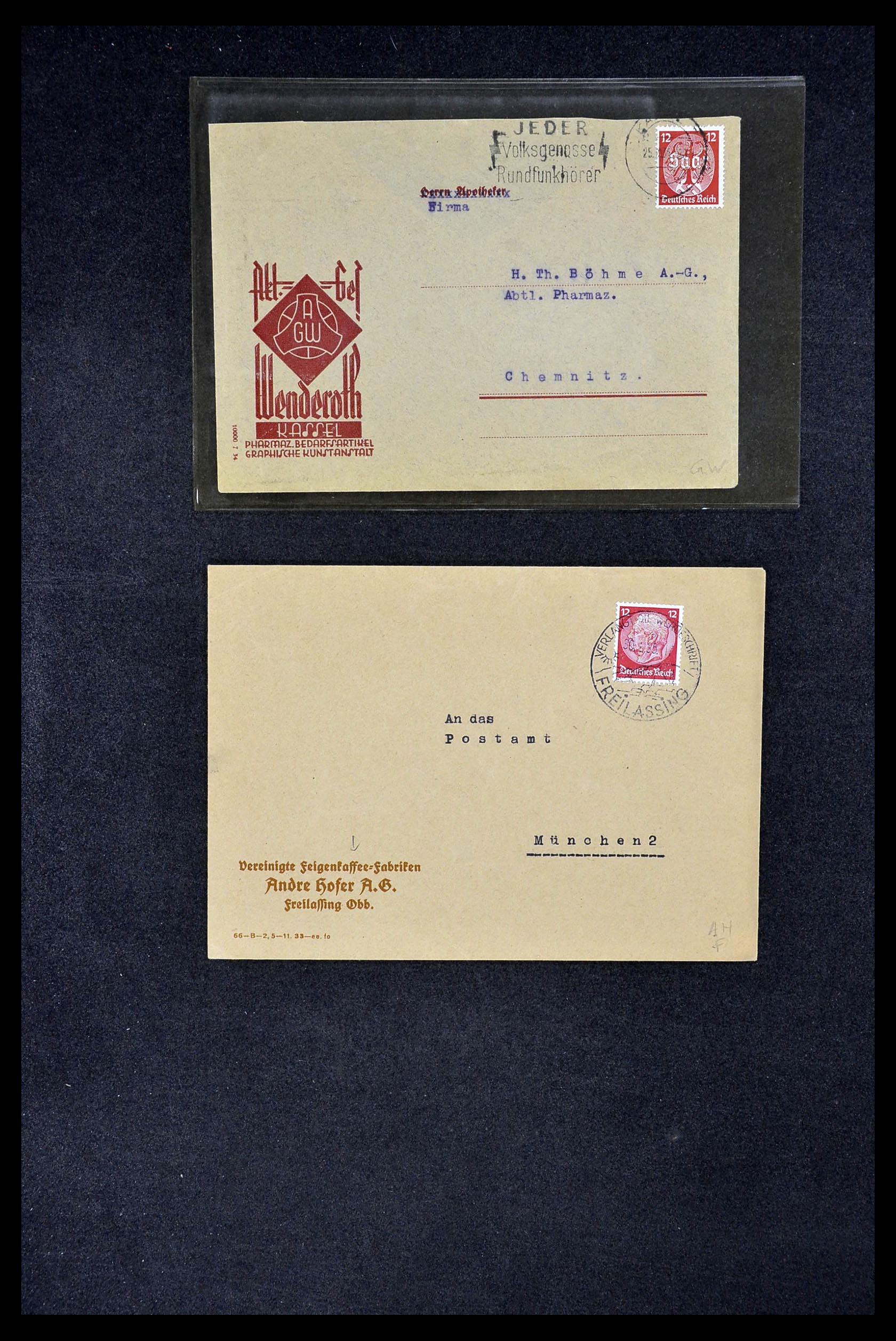 34504 245 - Postzegelverzameling 34504 Duitsland firmaperforaties op brief 1907-1