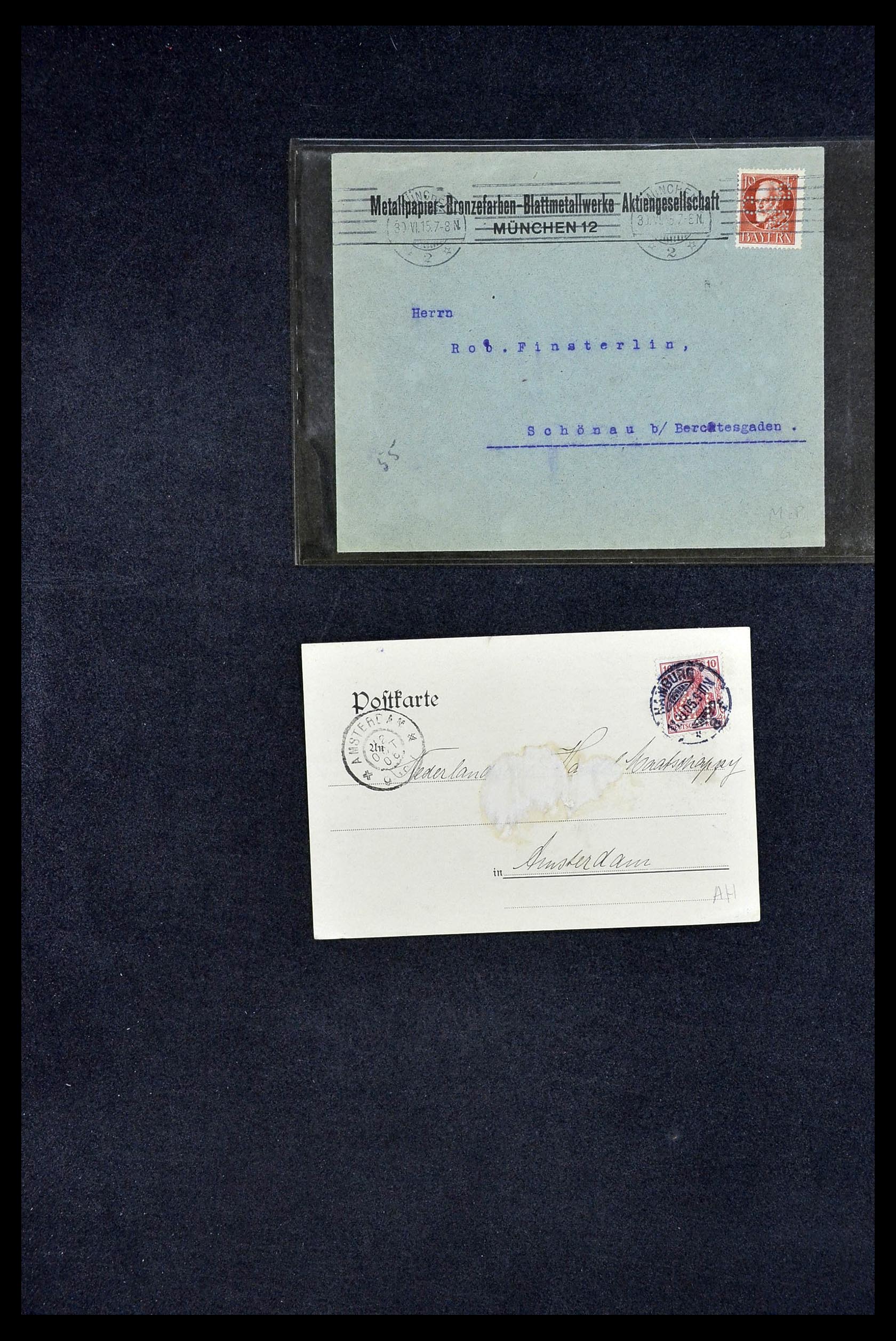 34504 246 - Postzegelverzameling 34504 Duitsland firmaperforaties op brief 1907-1