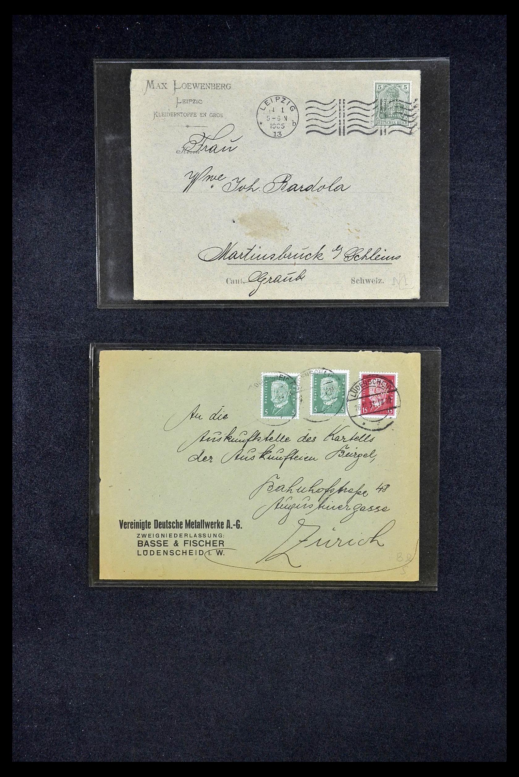34504 248 - Postzegelverzameling 34504 Duitsland firmaperforaties op brief 1907-1
