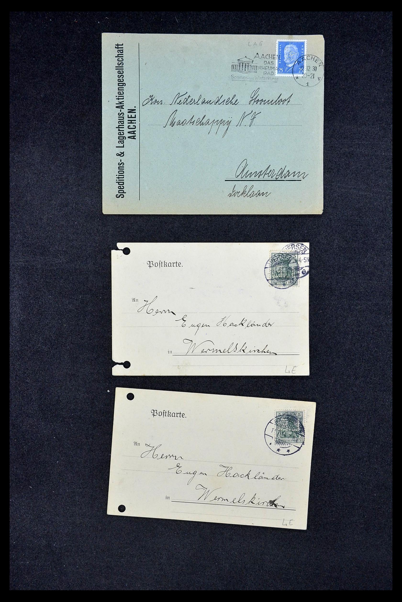 34504 250 - Stamp Collection 34504 Germany perfins on cover 1907-1936.