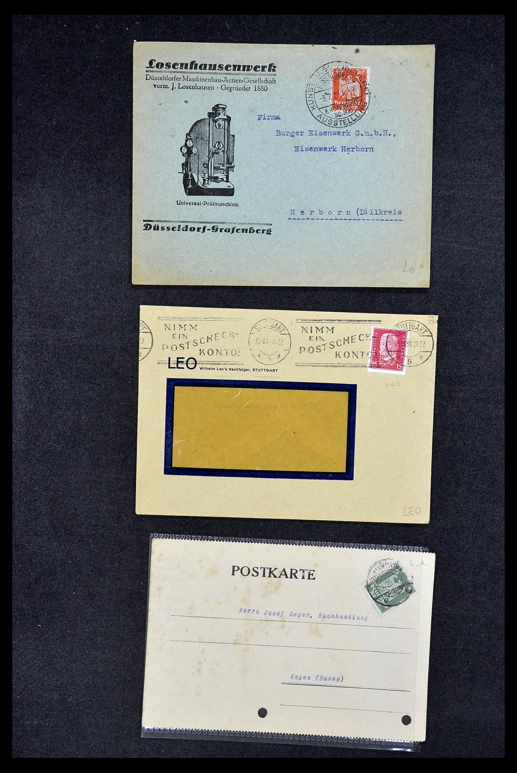 34504 251 - Stamp Collection 34504 Germany perfins on cover 1907-1936.