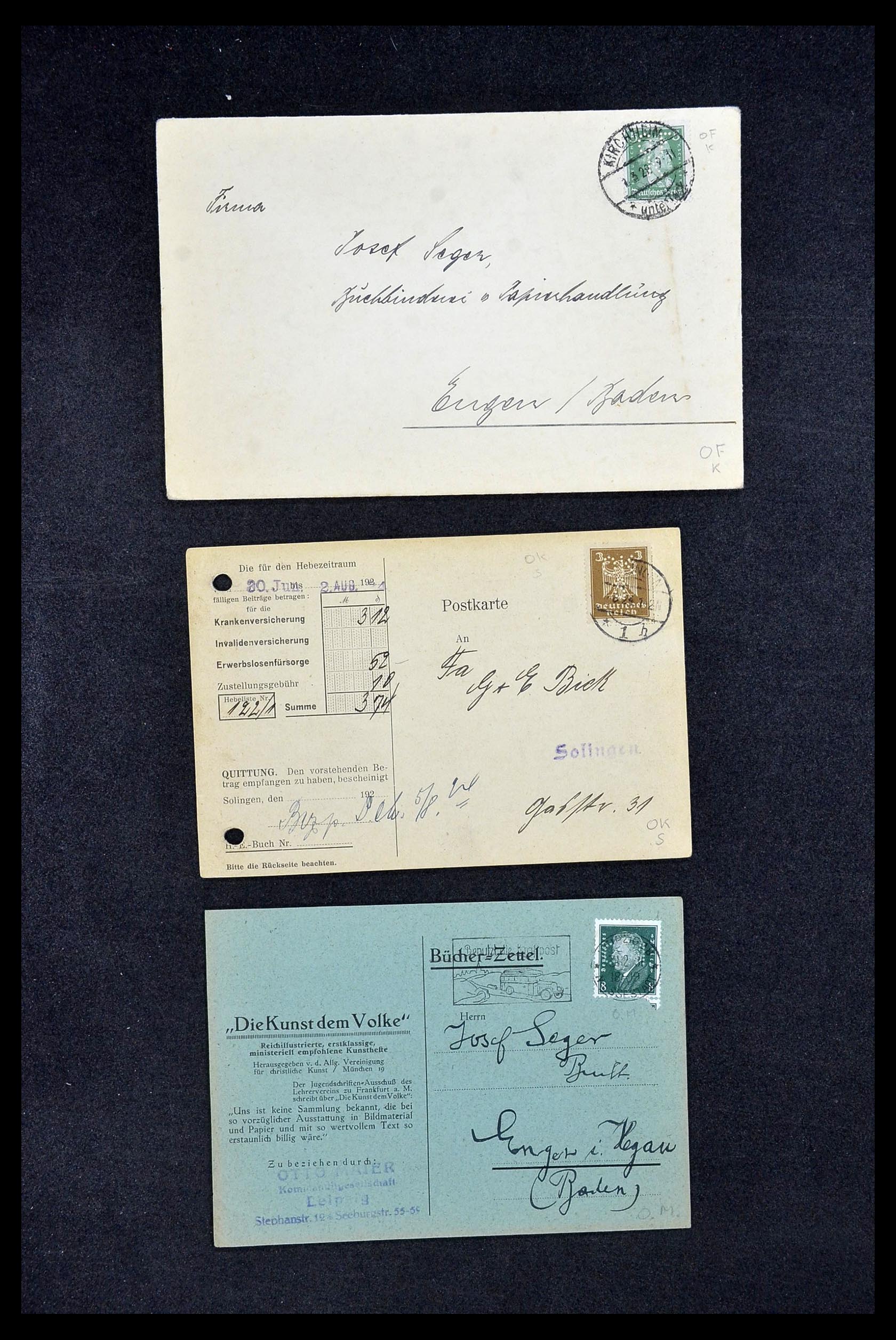 34504 252 - Postzegelverzameling 34504 Duitsland firmaperforaties op brief 1907-1
