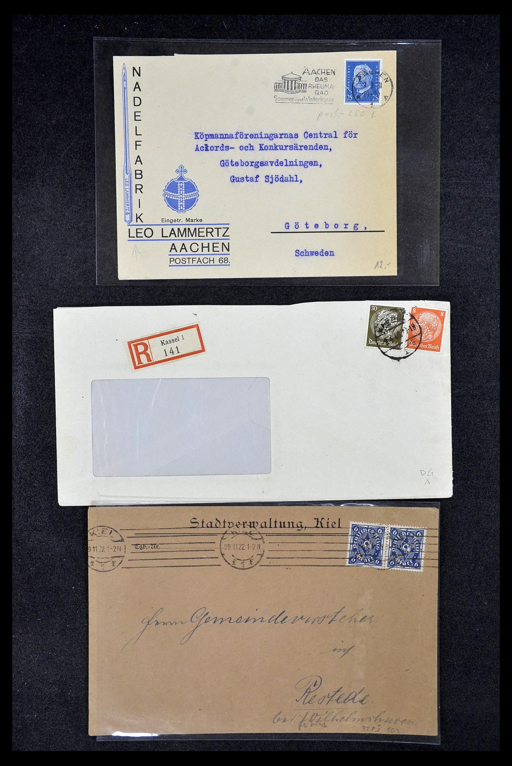 34504 262 - Stamp Collection 34504 Germany perfins on cover 1907-1936.