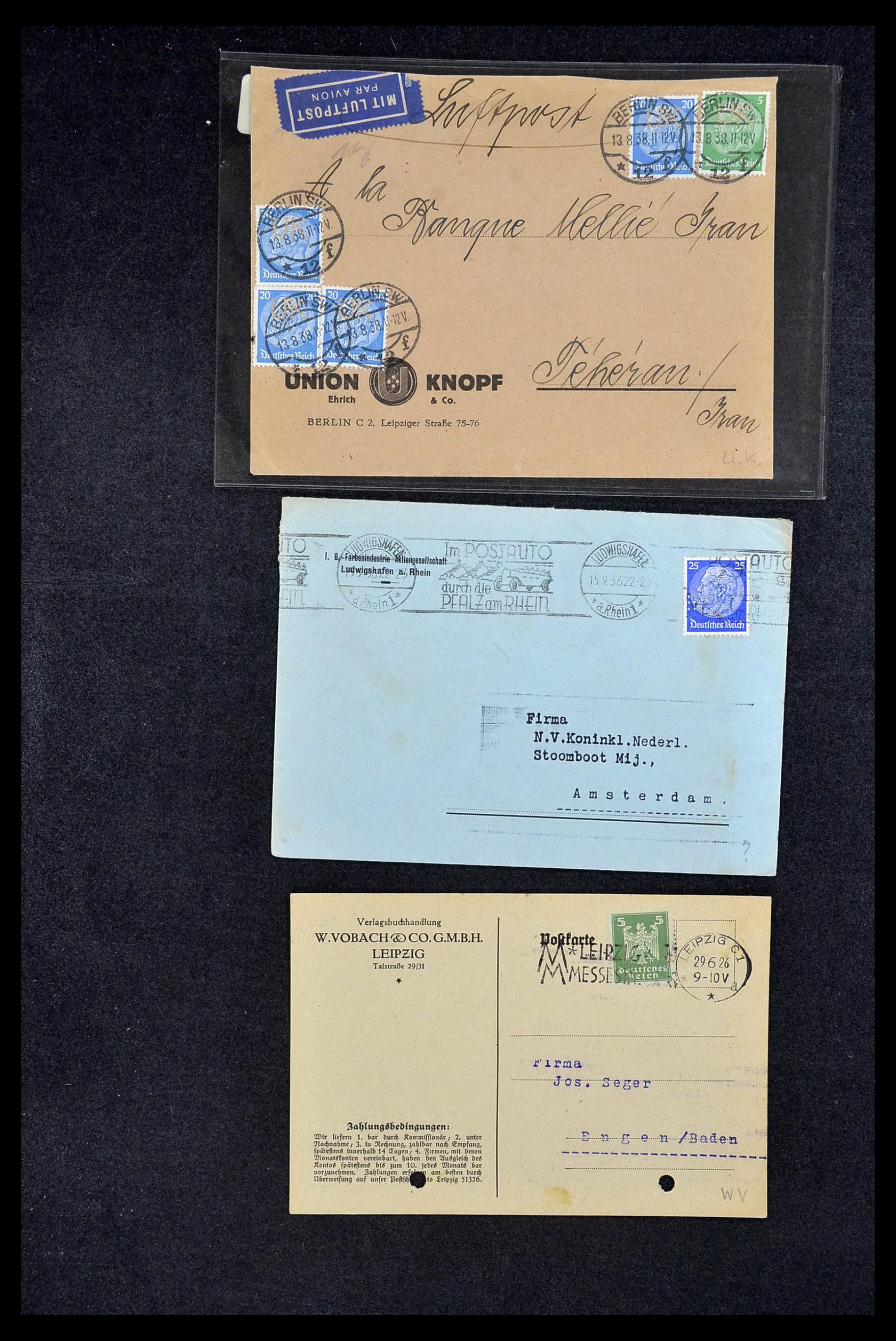 34504 263 - Stamp Collection 34504 Germany perfins on cover 1907-1936.