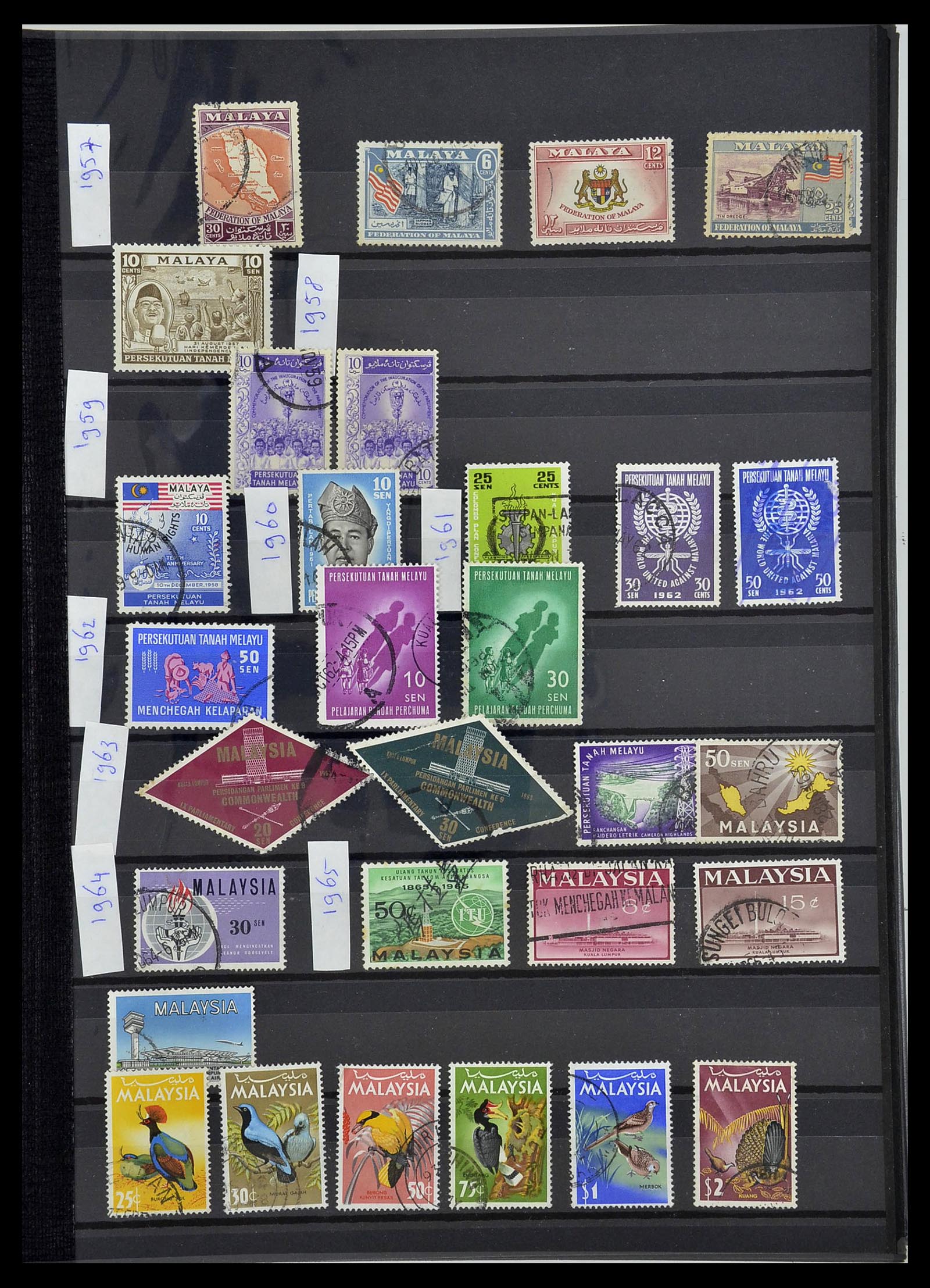 34514 049 - Postzegelverzameling 34514 Maleisië en Singapore 1945-2008.