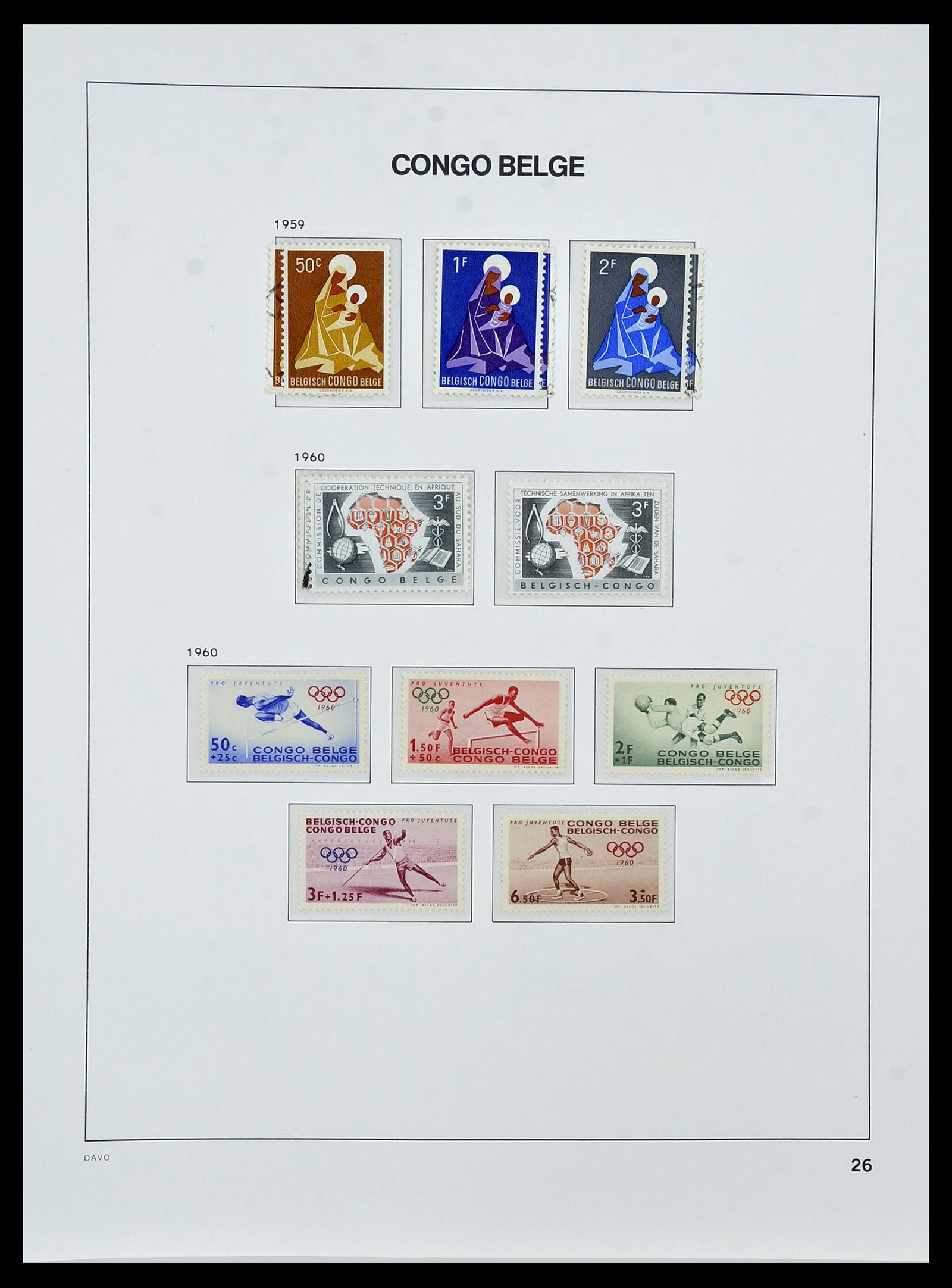 34522 026 - Postzegelverzameling 34522 Belgisch Congo 1886-1960.