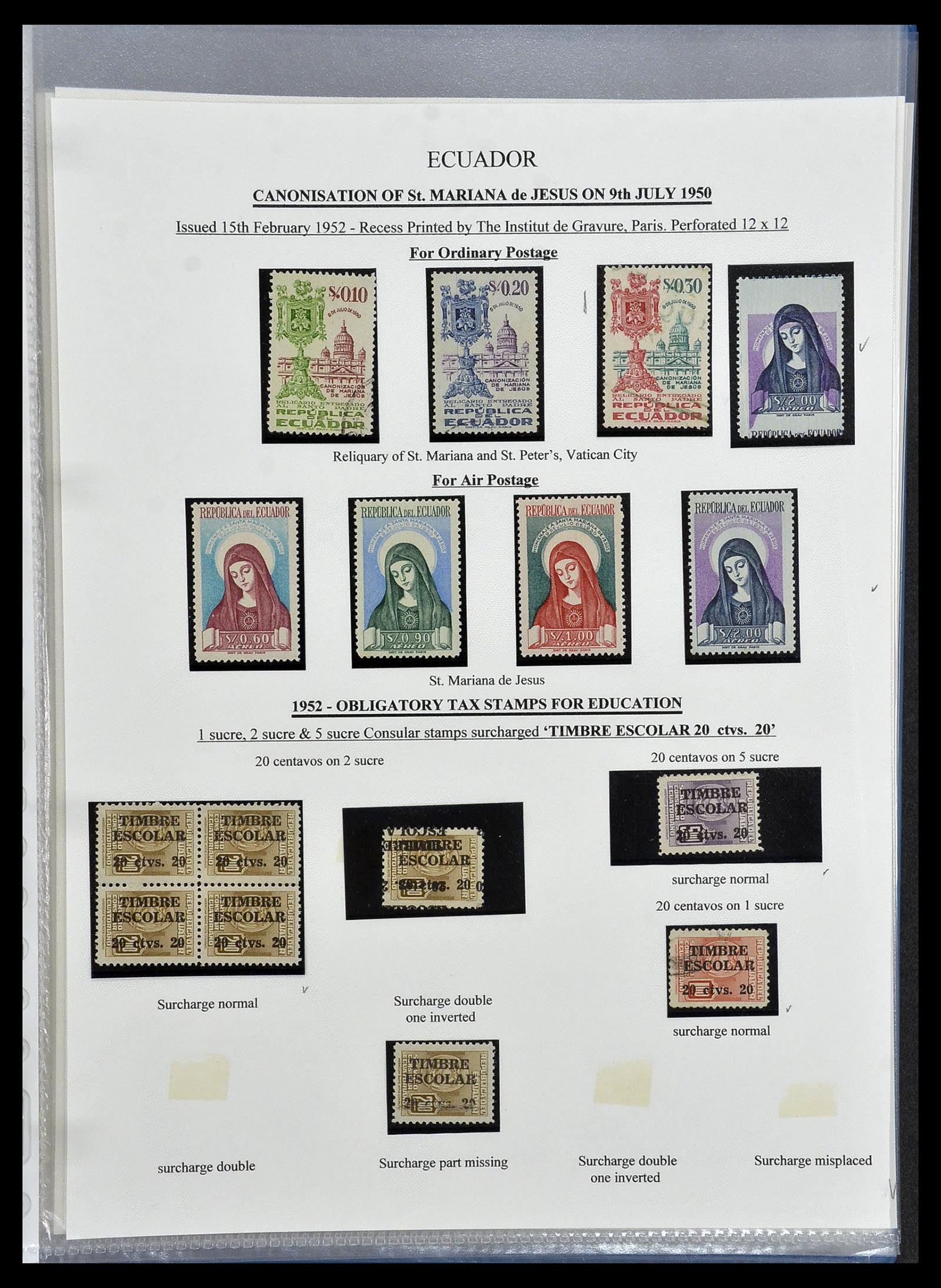 34523 110 - Stamp Collection 34523 Ecuador 1899-1952.
