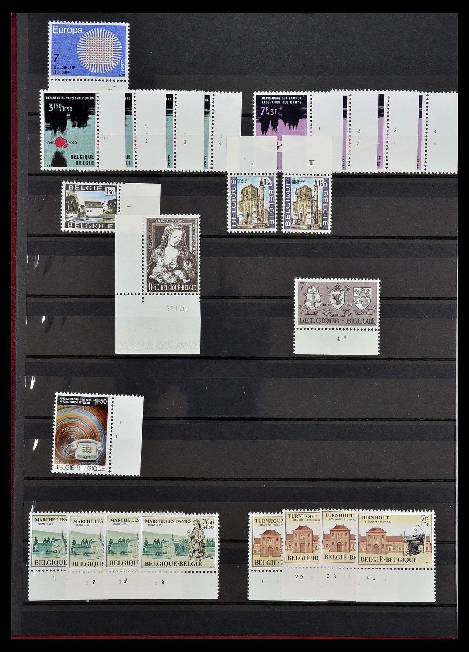 34524 006 - Postzegelverzameling 34524 België plaat en etsingnummers 1963-1990.