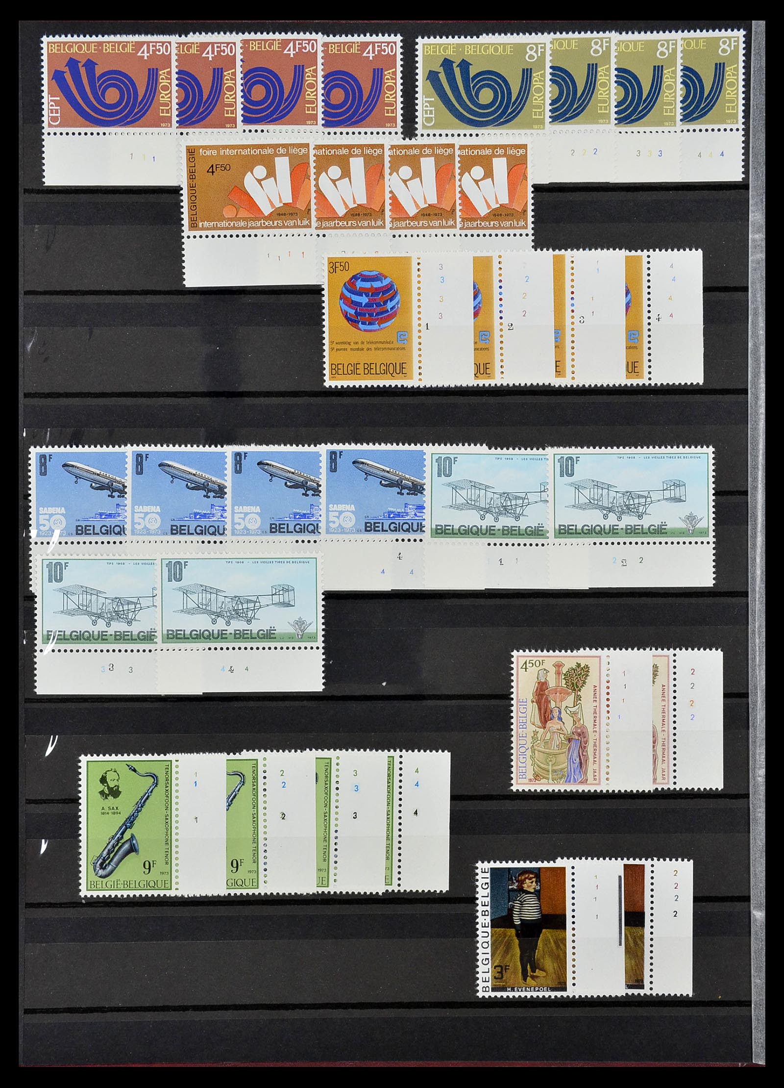 34524 010 - Postzegelverzameling 34524 België plaat en etsingnummers 1963-1990.