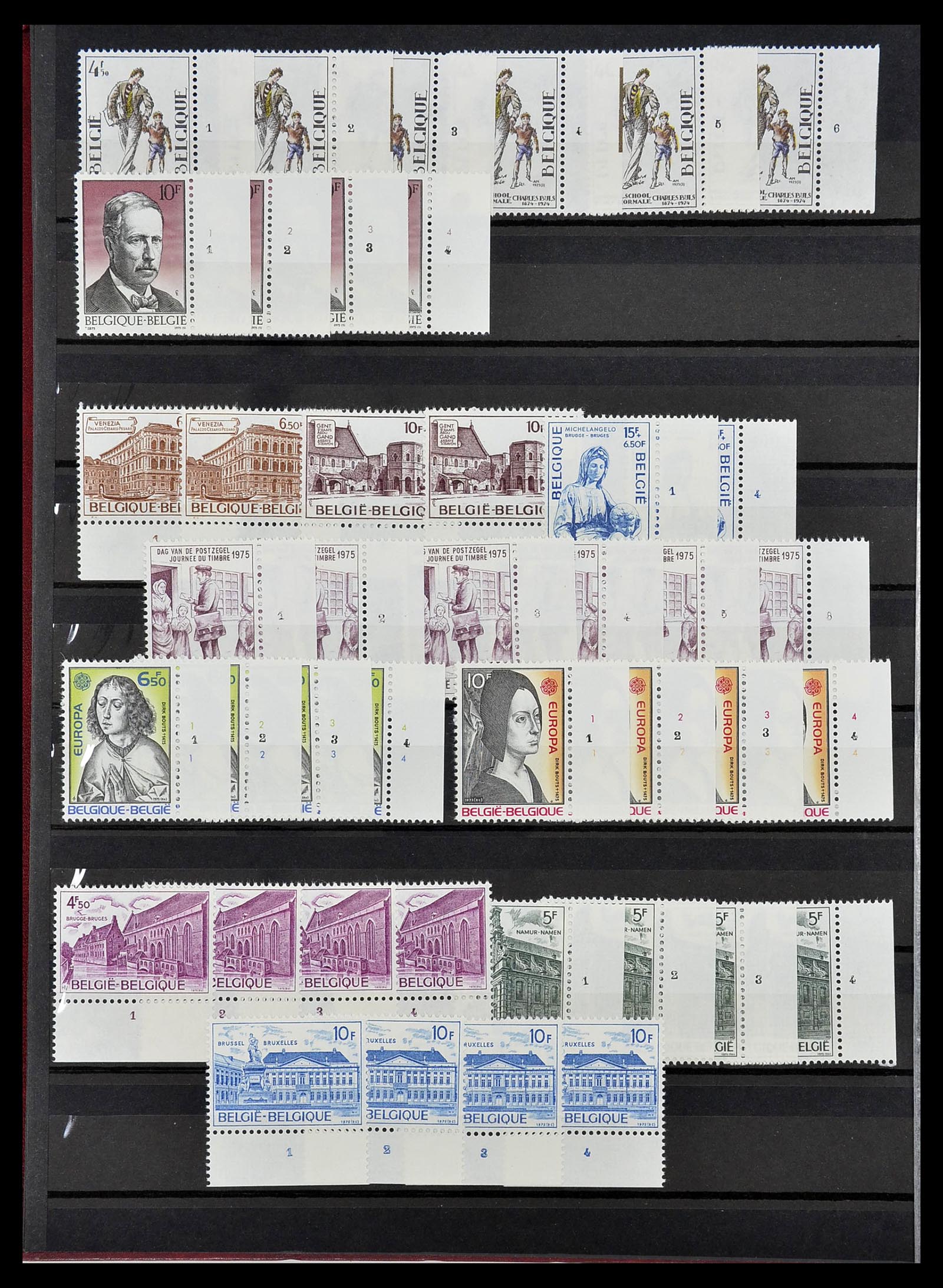 34524 014 - Postzegelverzameling 34524 België plaat en etsingnummers 1963-1990.