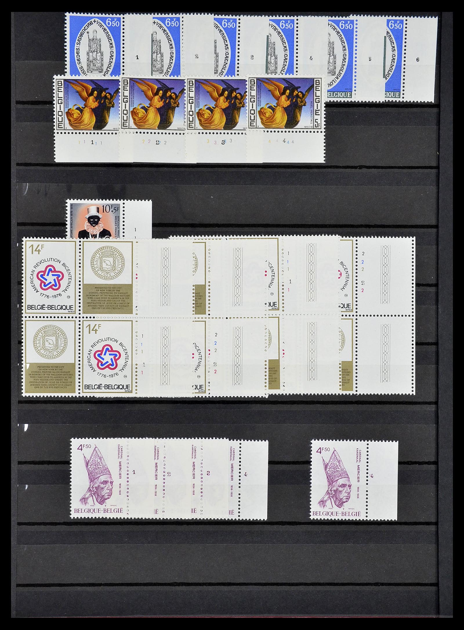 34524 016 - Postzegelverzameling 34524 België plaat en etsingnummers 1963-1990.