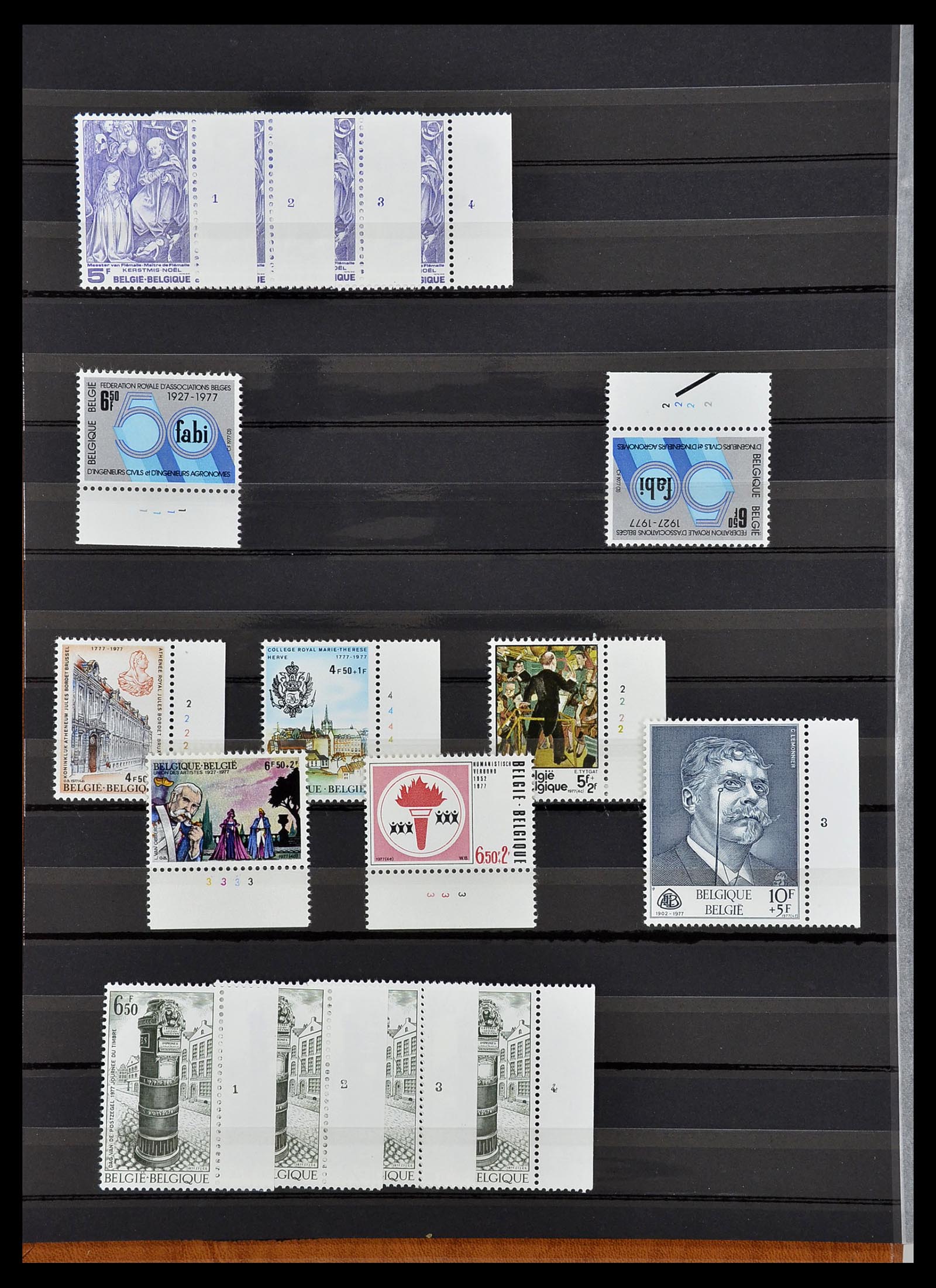 34524 018 - Postzegelverzameling 34524 België plaat en etsingnummers 1963-1990.