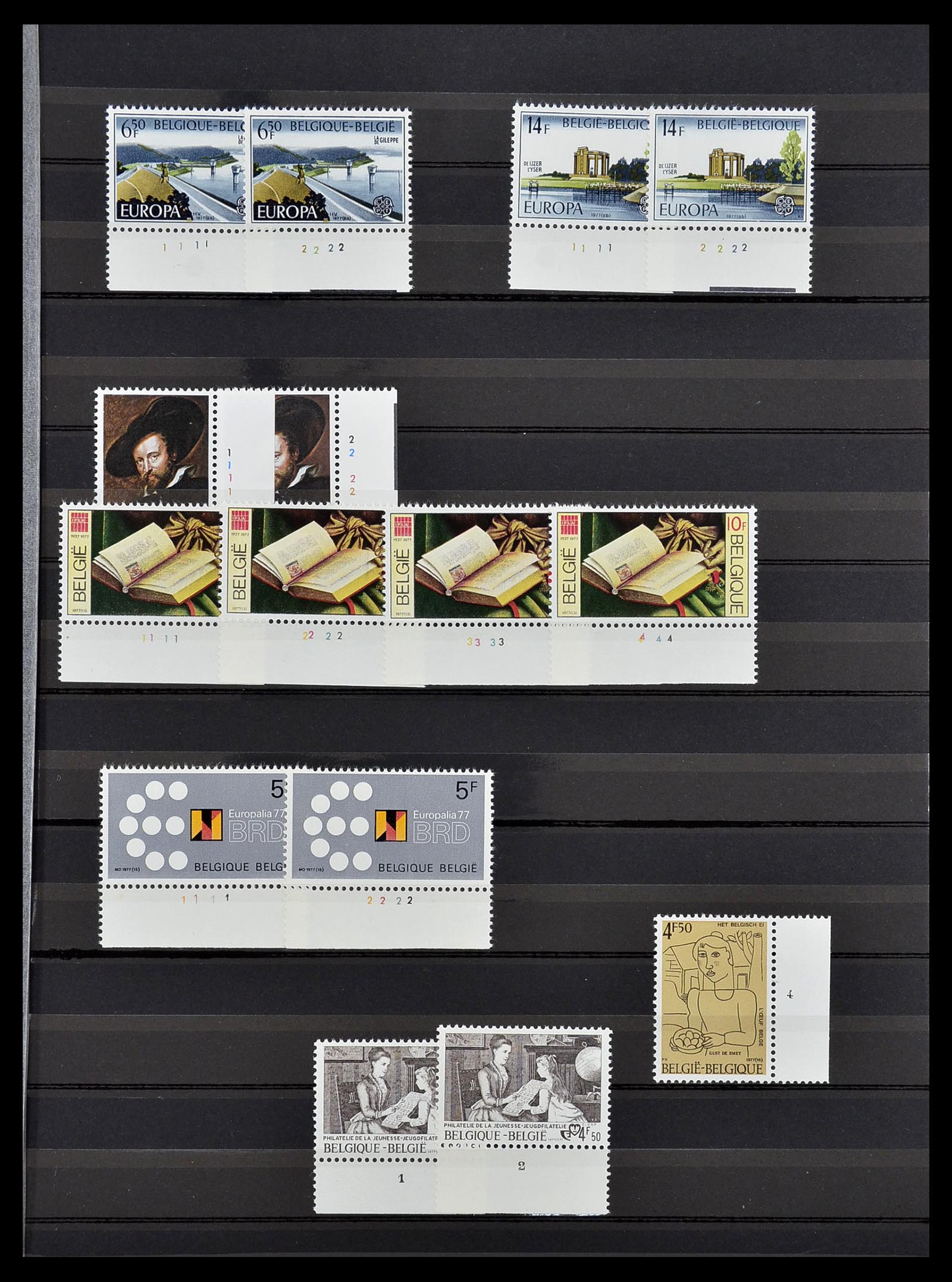 34524 019 - Postzegelverzameling 34524 België plaat en etsingnummers 1963-1990.