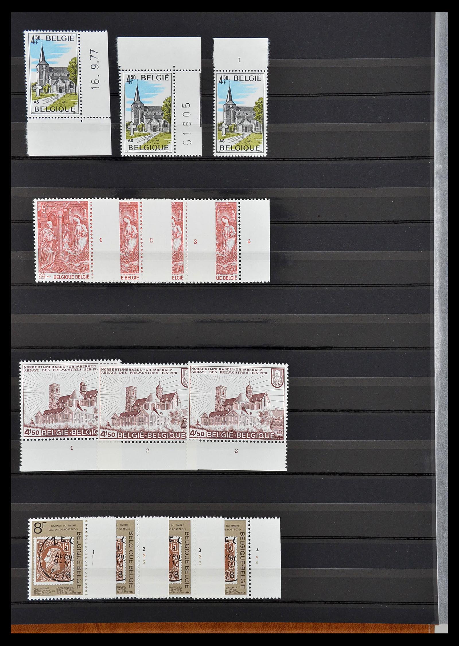 34524 020 - Postzegelverzameling 34524 België plaat en etsingnummers 1963-1990.