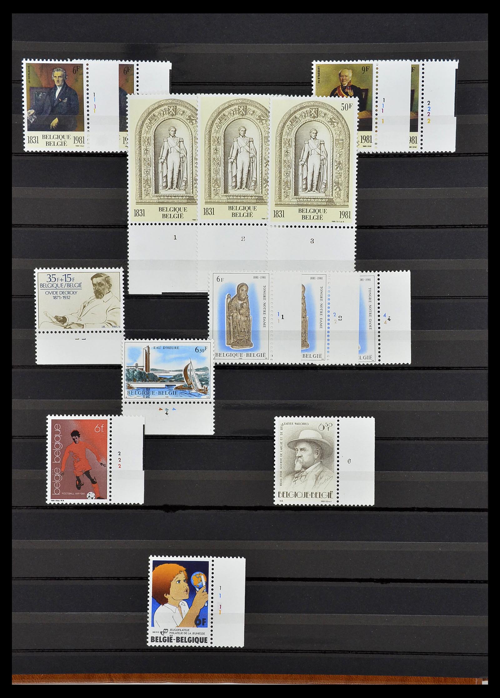 34524 028 - Postzegelverzameling 34524 België plaat en etsingnummers 1963-1990.