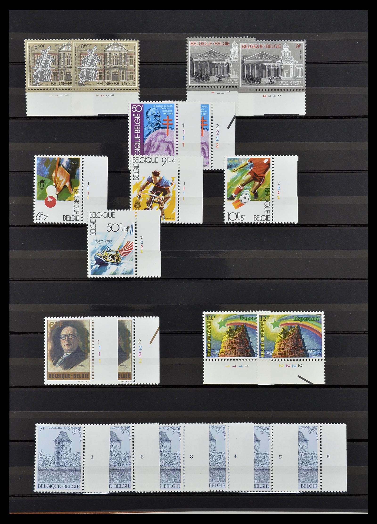34524 029 - Postzegelverzameling 34524 België plaat en etsingnummers 1963-1990.