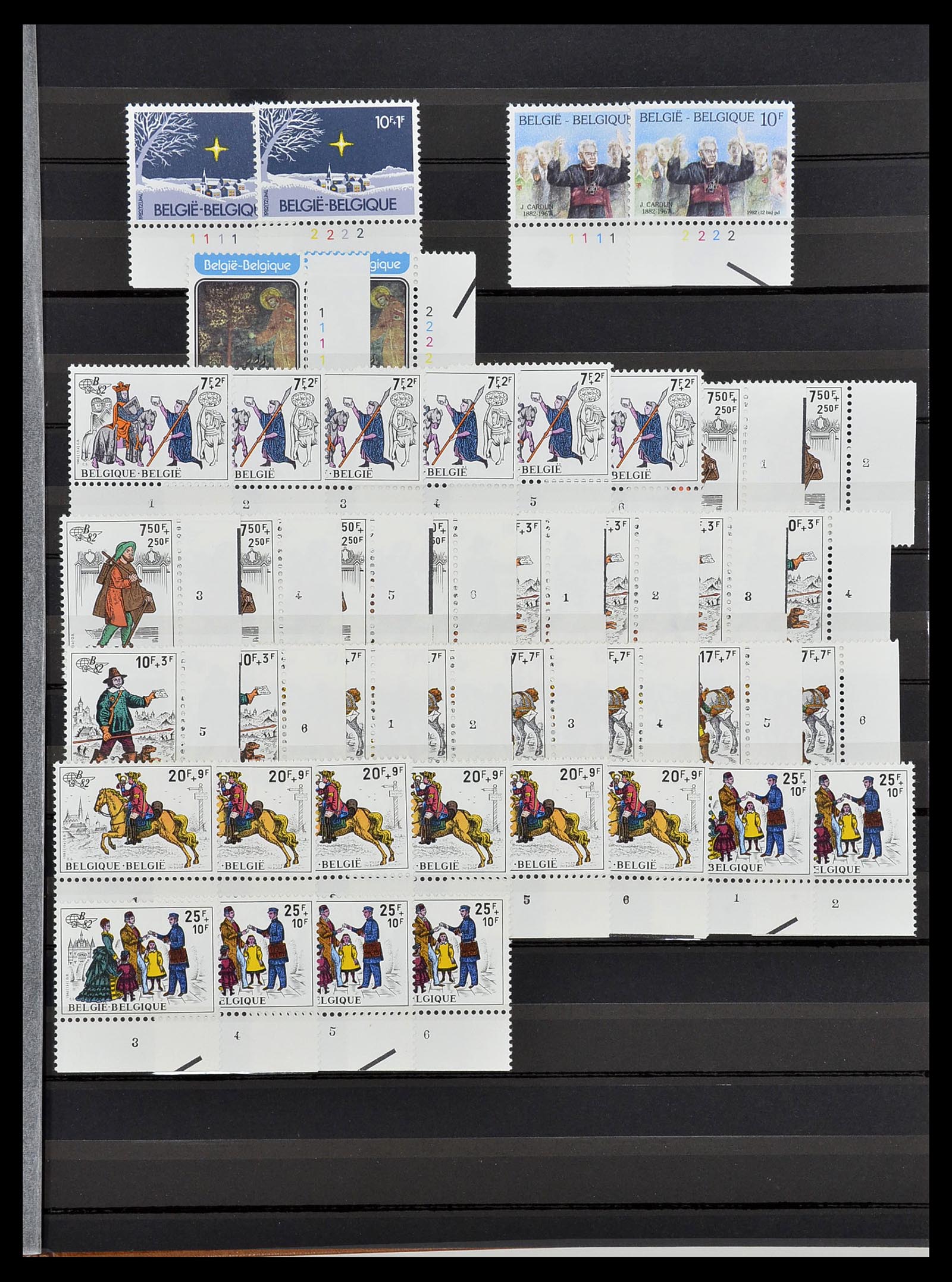 34524 031 - Postzegelverzameling 34524 België plaat en etsingnummers 1963-1990.