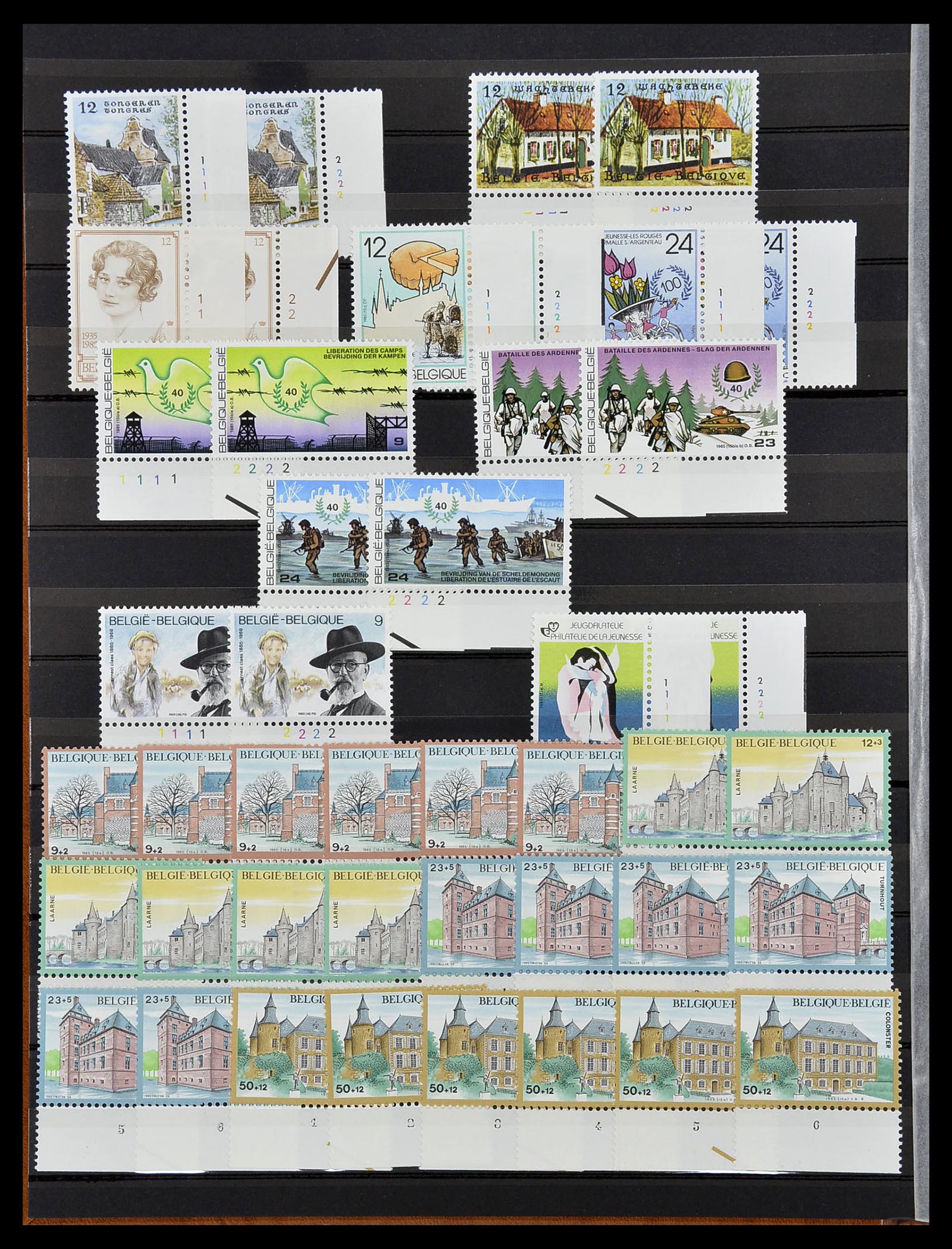 34524 038 - Postzegelverzameling 34524 België plaat en etsingnummers 1963-1990.
