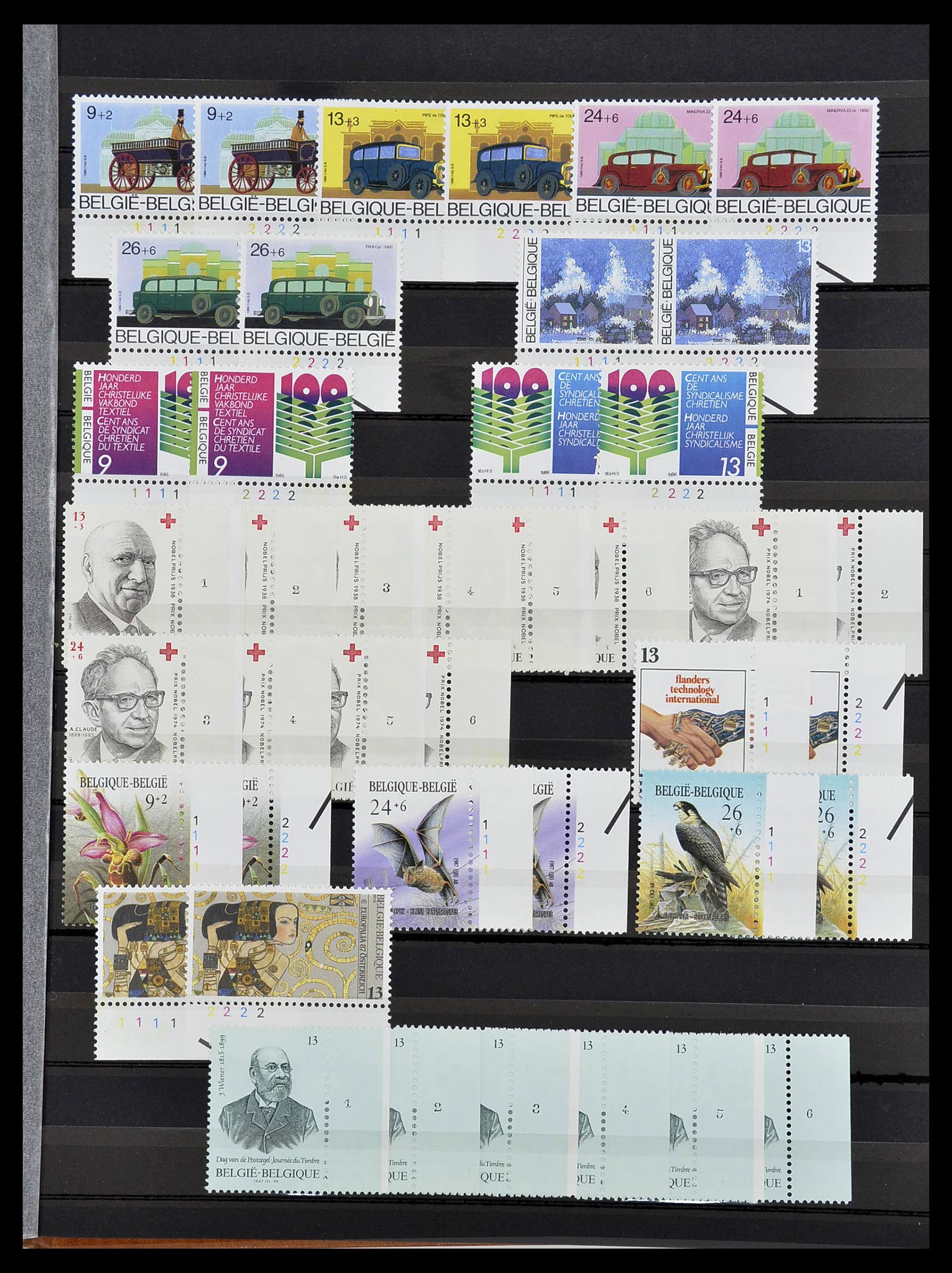 34524 041 - Postzegelverzameling 34524 België plaat en etsingnummers 1963-1990.