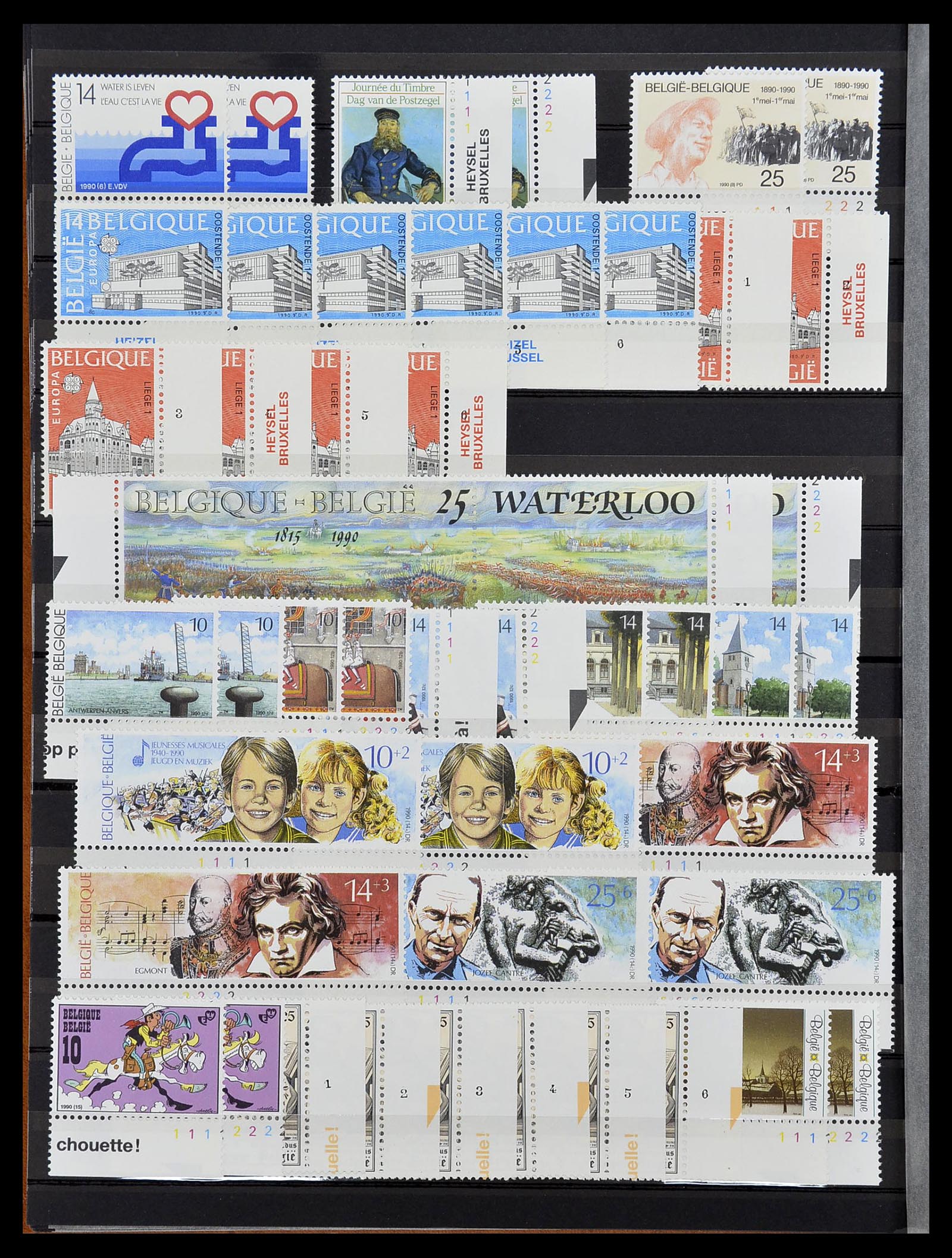 34524 048 - Postzegelverzameling 34524 België plaat en etsingnummers 1963-1990.