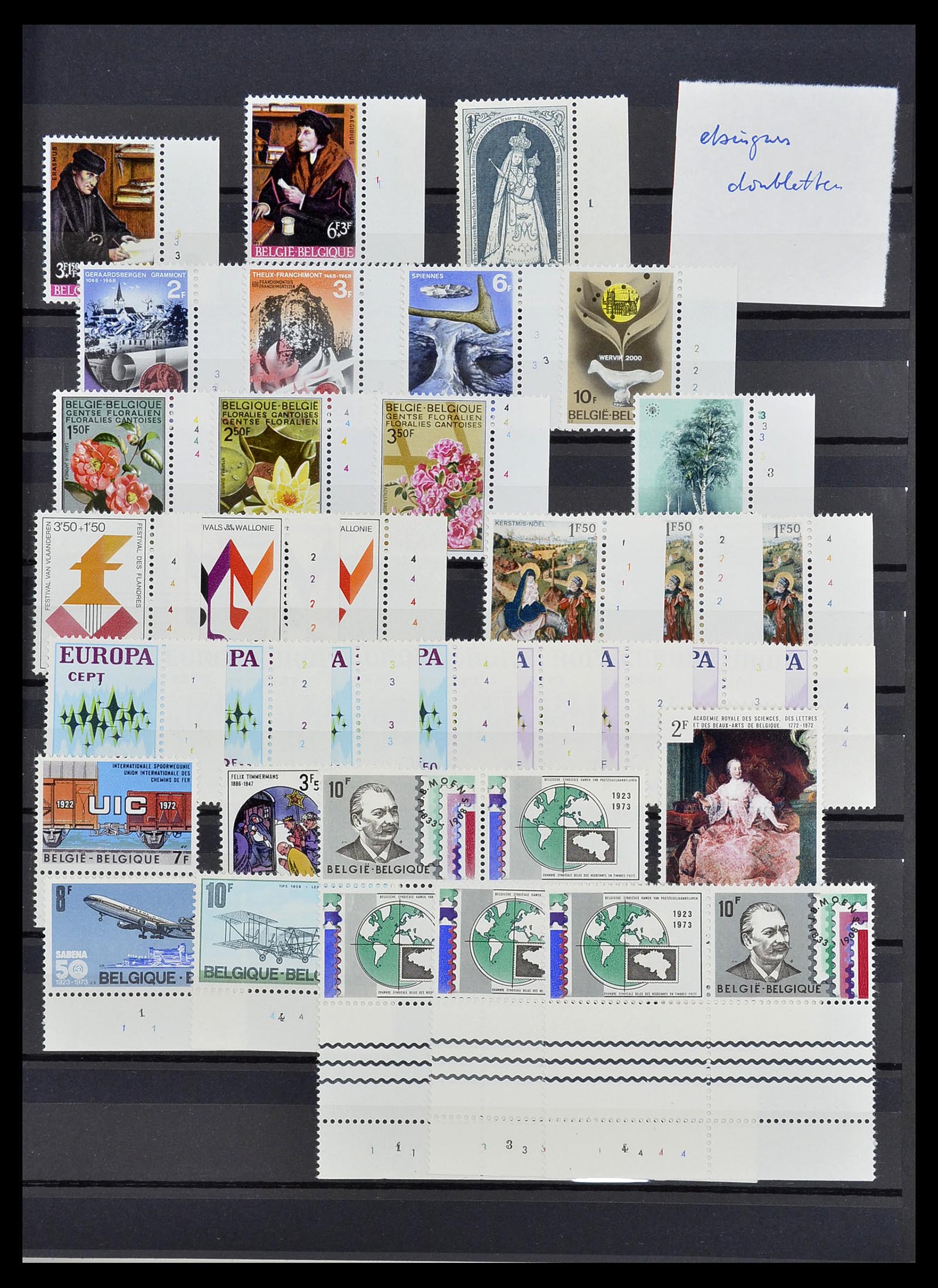 34524 049 - Postzegelverzameling 34524 België plaat en etsingnummers 1963-1990.