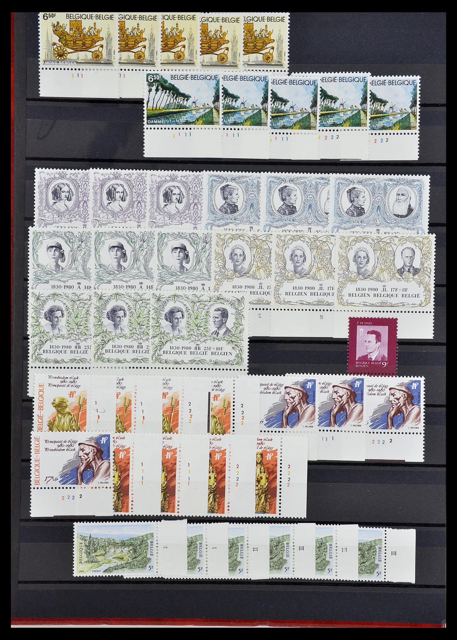 34524 052 - Postzegelverzameling 34524 België plaat en etsingnummers 1963-1990.