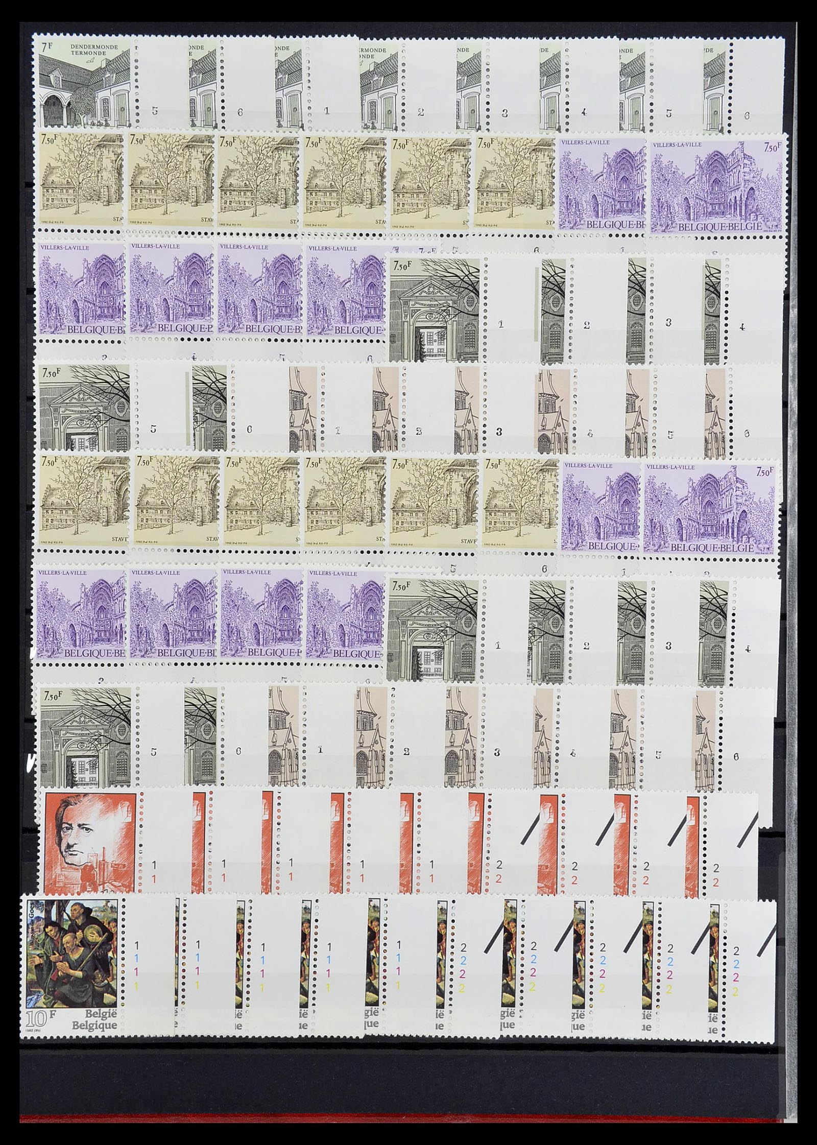 34524 054 - Stamp Collection 34524 Belgium plate and etching numbers 1963-1990.
