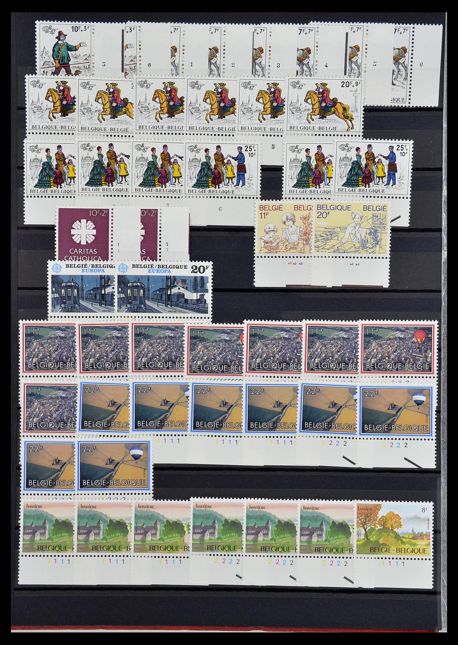 34524 056 - Postzegelverzameling 34524 België plaat en etsingnummers 1963-1990.