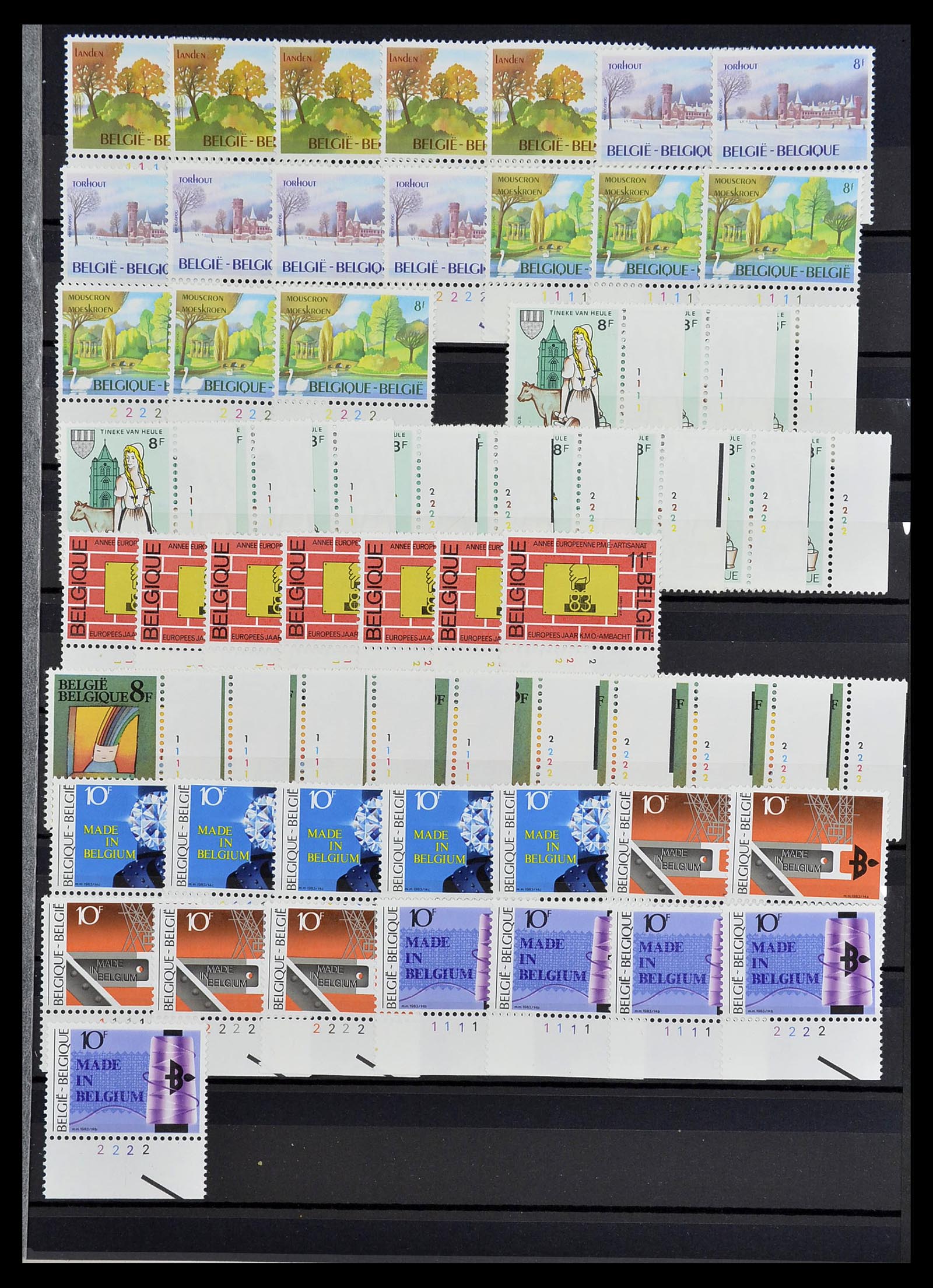 34524 057 - Postzegelverzameling 34524 België plaat en etsingnummers 1963-1990.