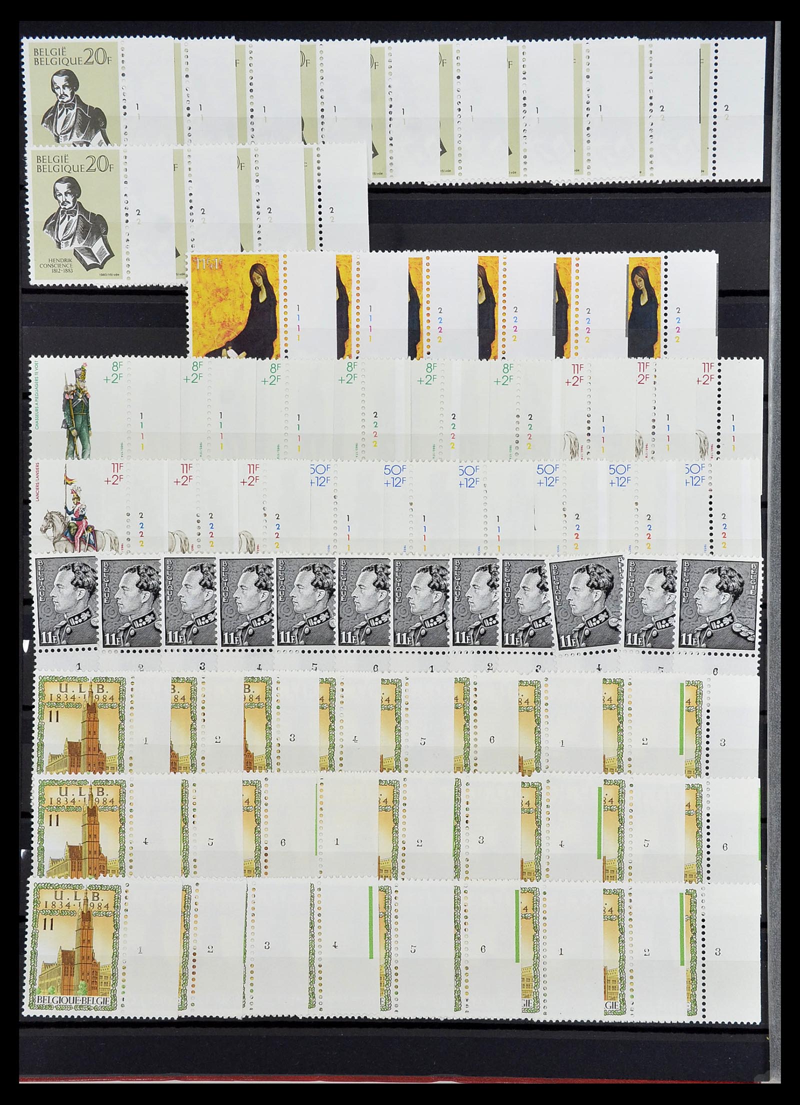 34524 058 - Postzegelverzameling 34524 België plaat en etsingnummers 1963-1990.