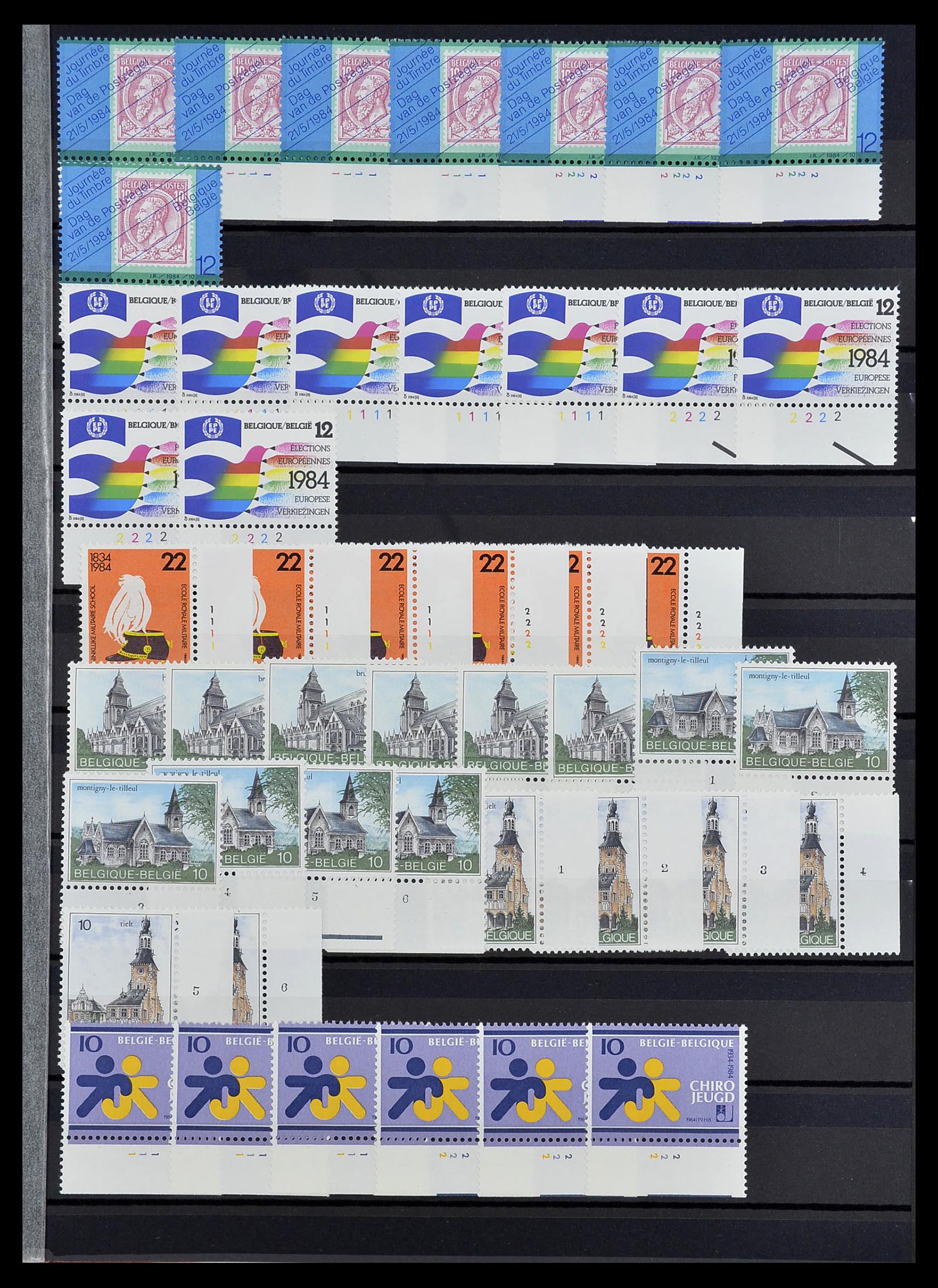 34524 061 - Postzegelverzameling 34524 België plaat en etsingnummers 1963-1990.