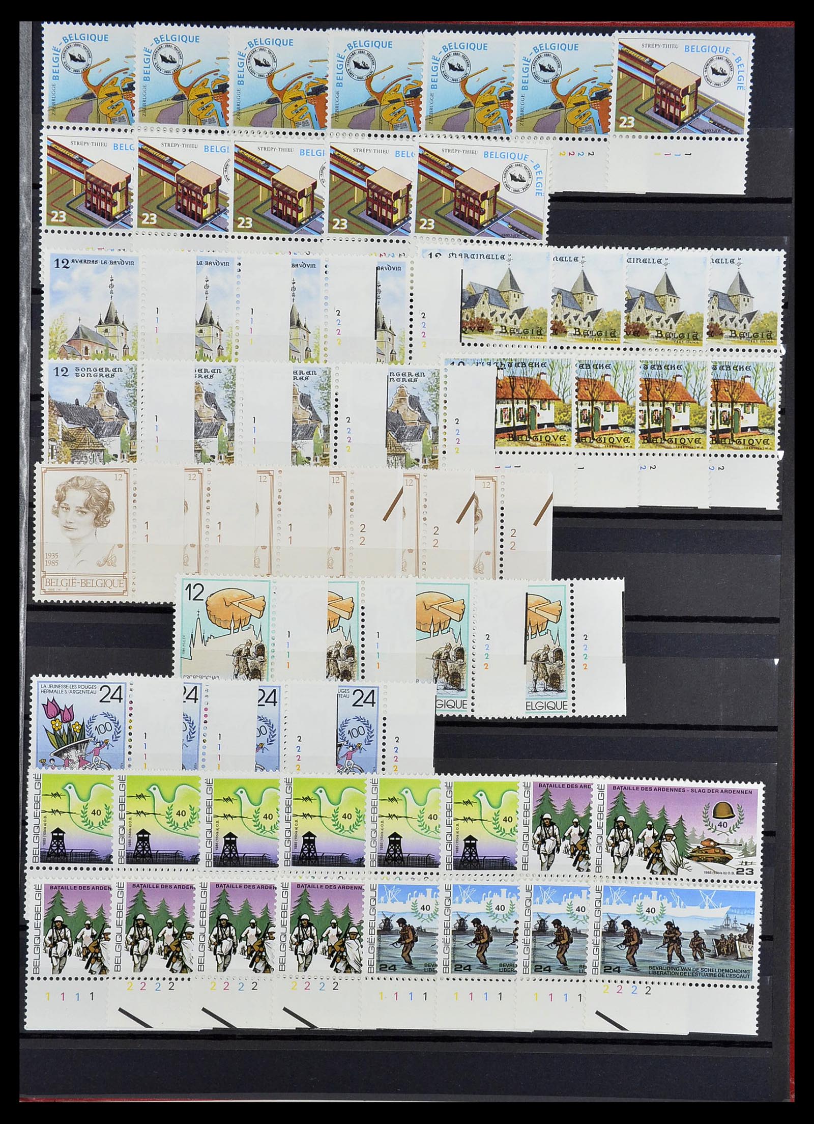 34524 065 - Postzegelverzameling 34524 België plaat en etsingnummers 1963-1990.