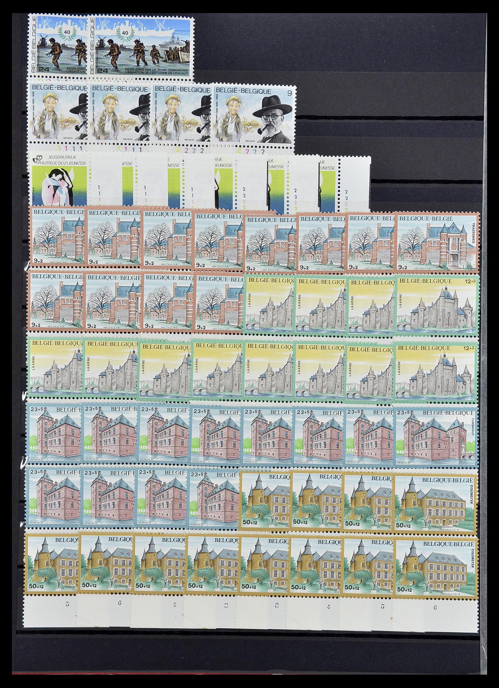 34524 066 - Postzegelverzameling 34524 België plaat en etsingnummers 1963-1990.