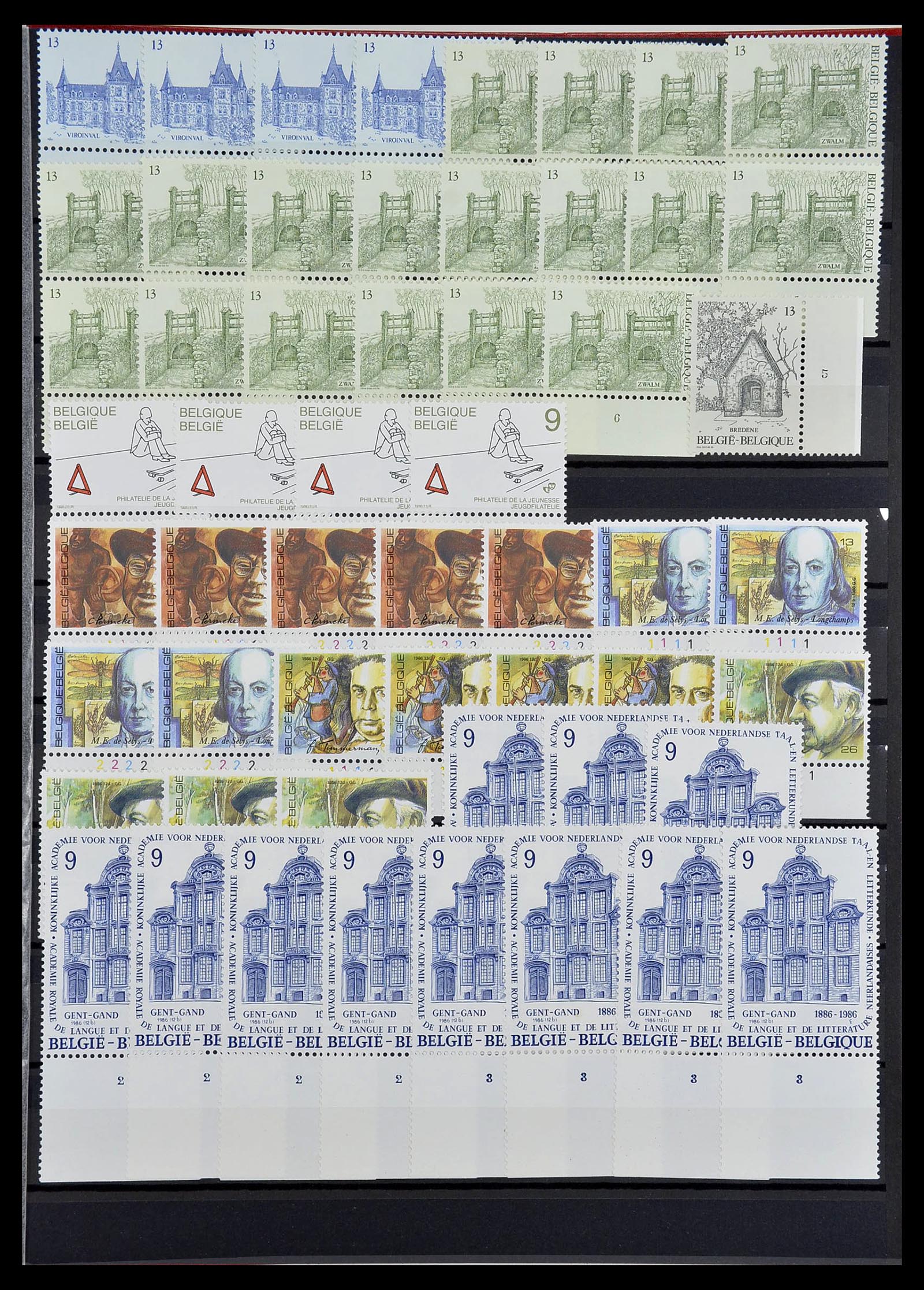34524 069 - Postzegelverzameling 34524 België plaat en etsingnummers 1963-1990.