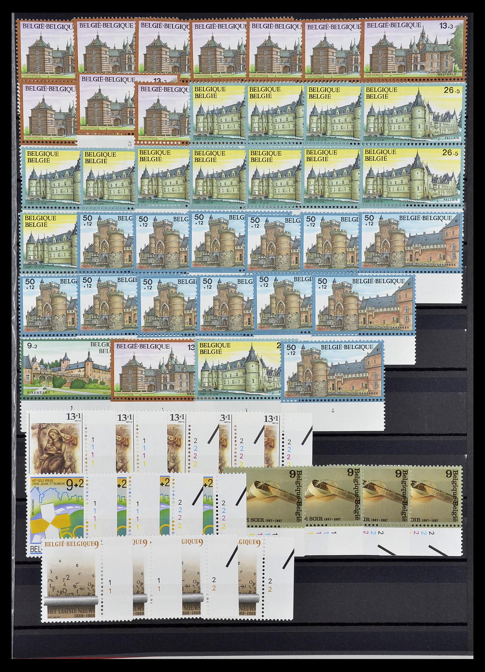 34524 073 - Postzegelverzameling 34524 België plaat en etsingnummers 1963-1990.