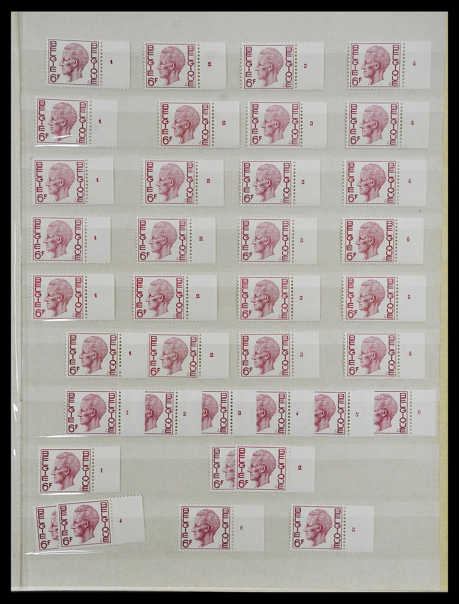 34524 081 - Stamp Collection 34524 Belgium plate and etching numbers 1963-1990.