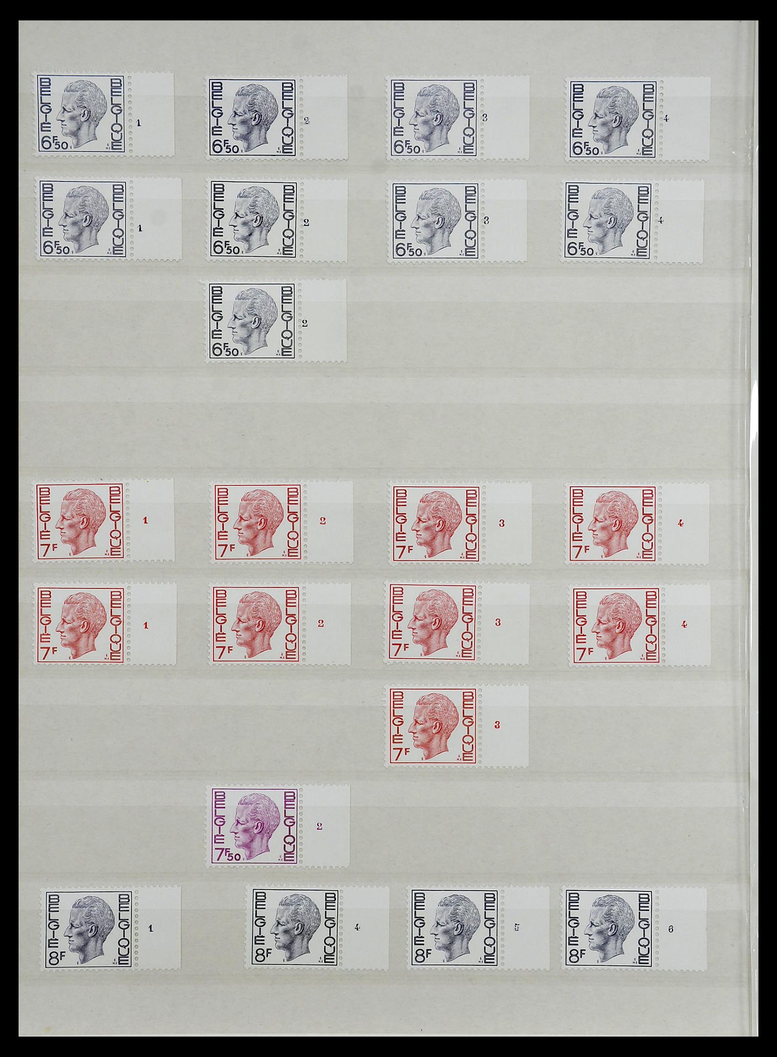34524 082 - Postzegelverzameling 34524 België plaat en etsingnummers 1963-1990.
