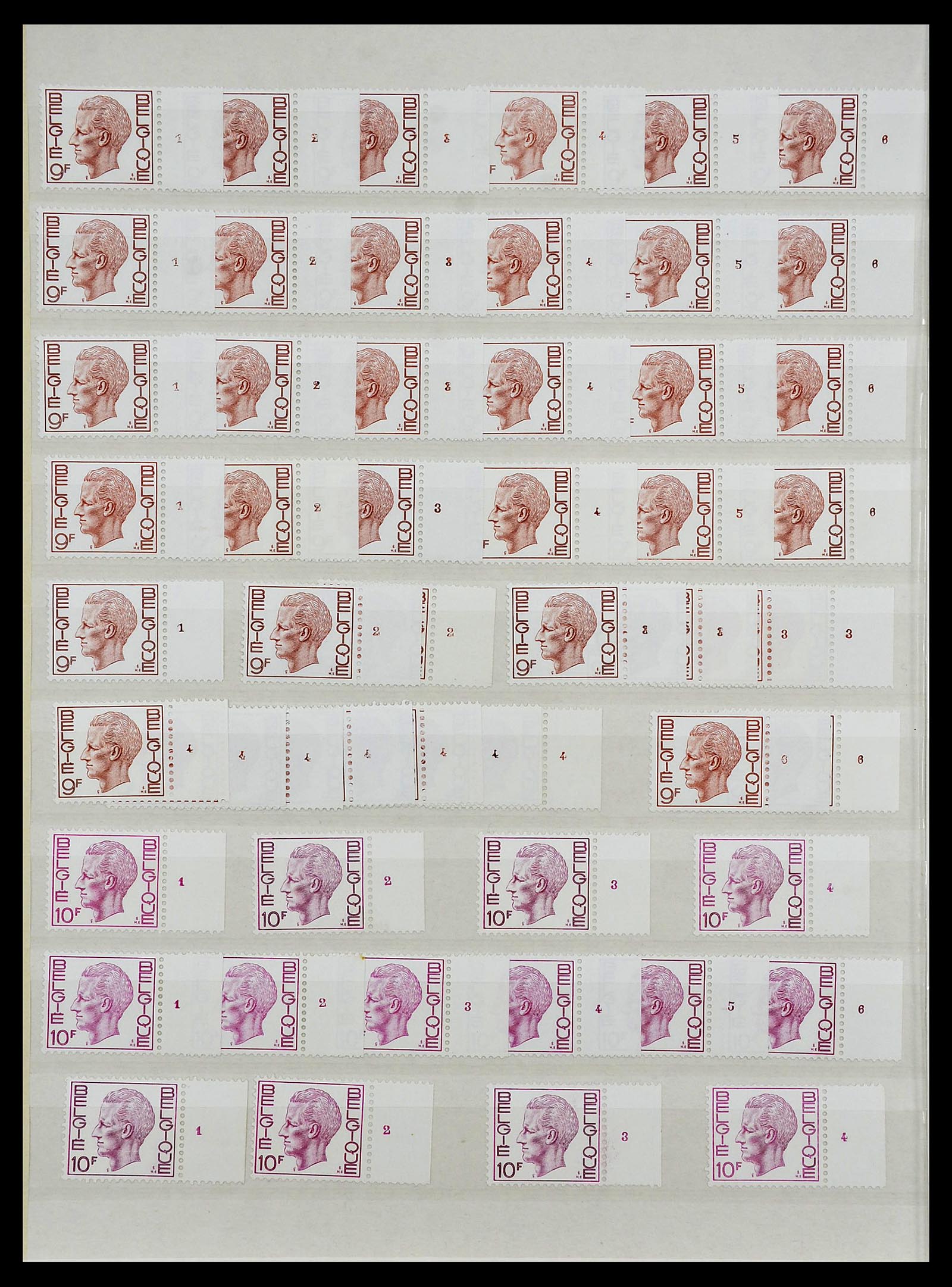 34524 084 - Postzegelverzameling 34524 België plaat en etsingnummers 1963-1990.