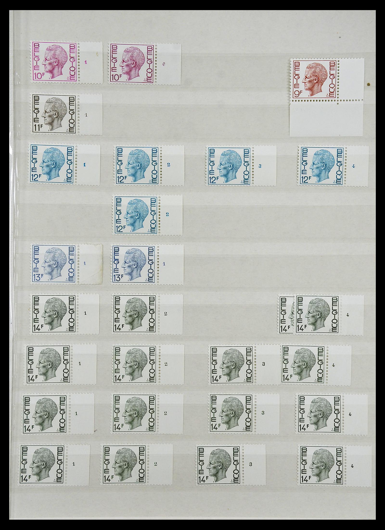 34524 085 - Stamp Collection 34524 Belgium plate and etching numbers 1963-1990.