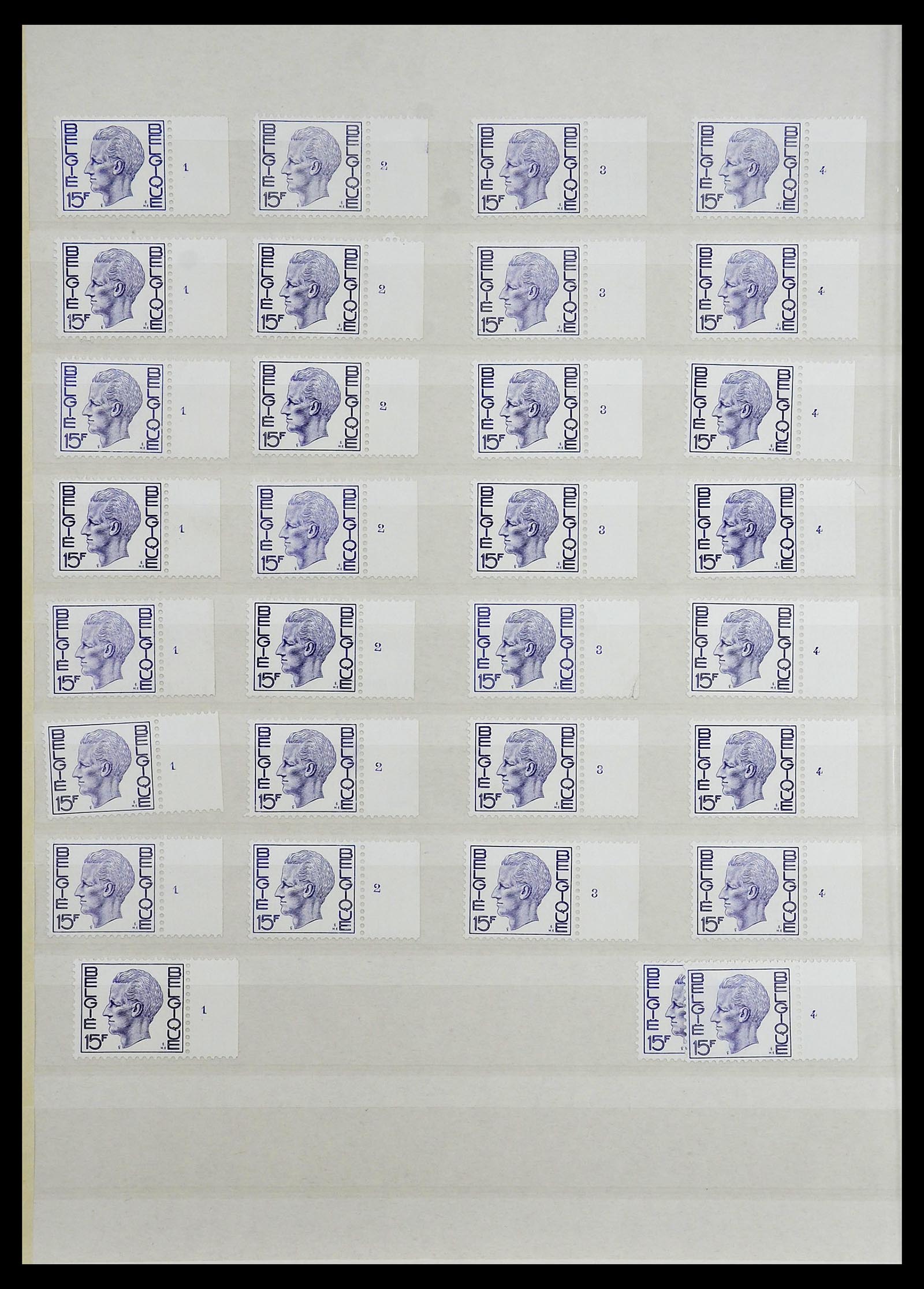 34524 086 - Stamp Collection 34524 Belgium plate and etching numbers 1963-1990.