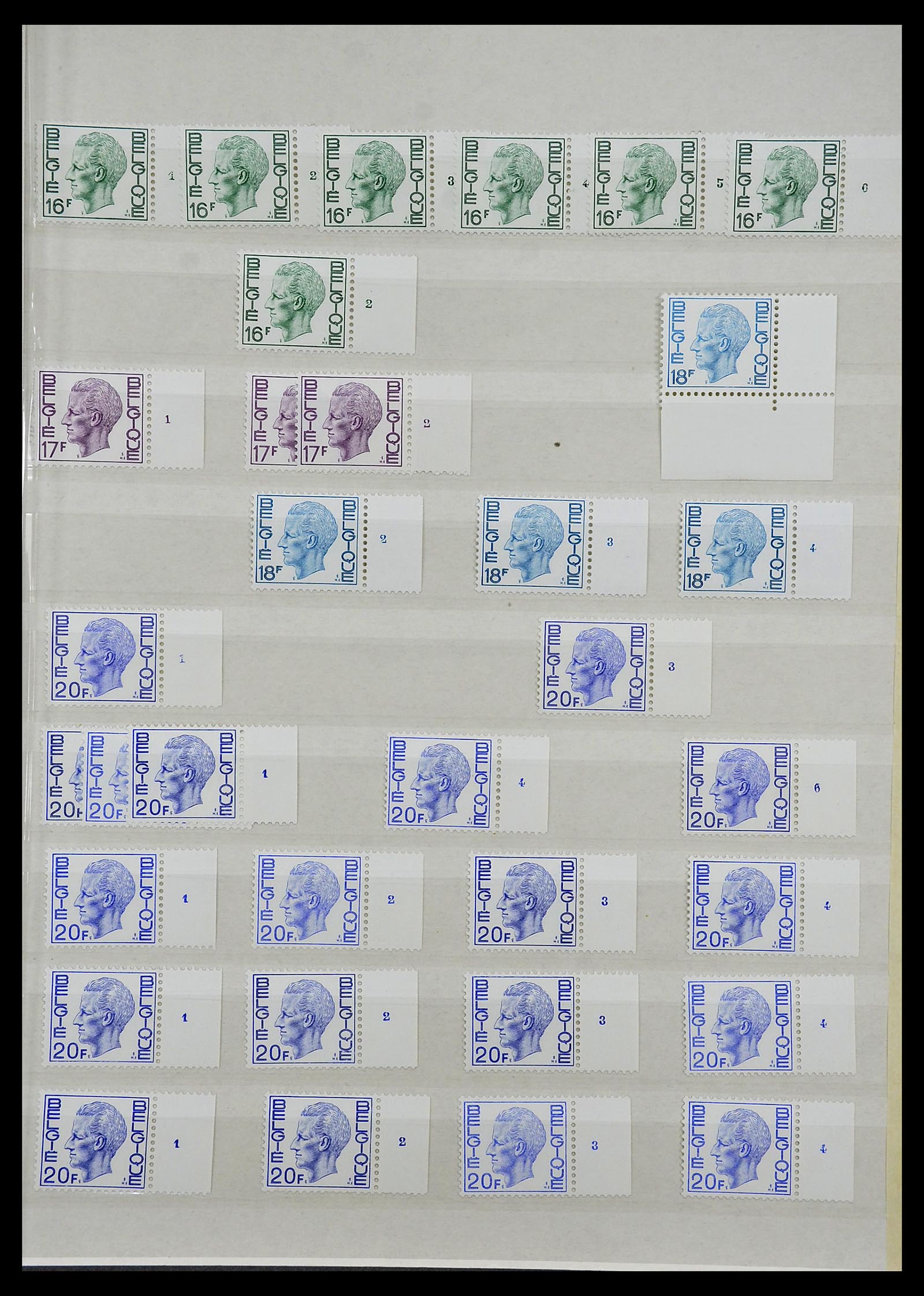 34524 087 - Stamp Collection 34524 Belgium plate and etching numbers 1963-1990.