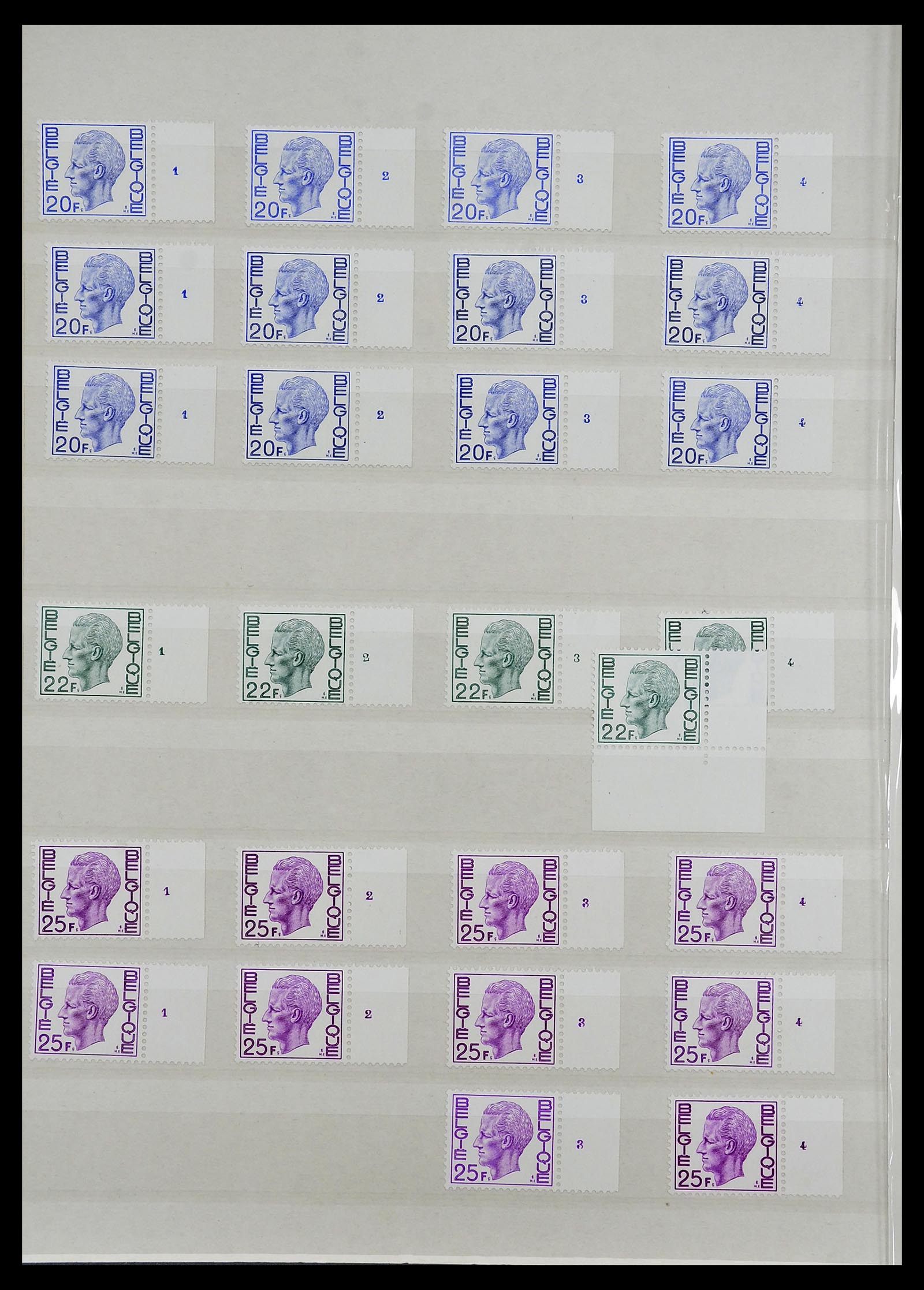 34524 088 - Stamp Collection 34524 Belgium plate and etching numbers 1963-1990.