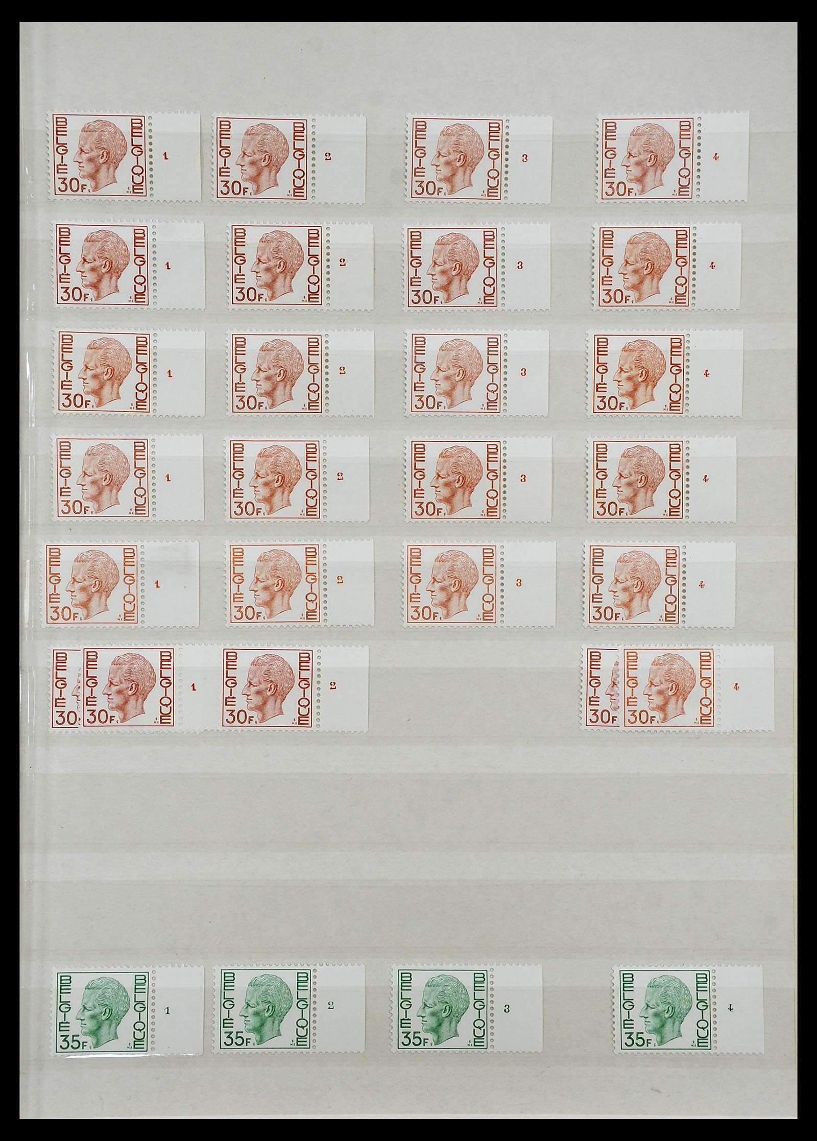 34524 089 - Stamp Collection 34524 Belgium plate and etching numbers 1963-1990.