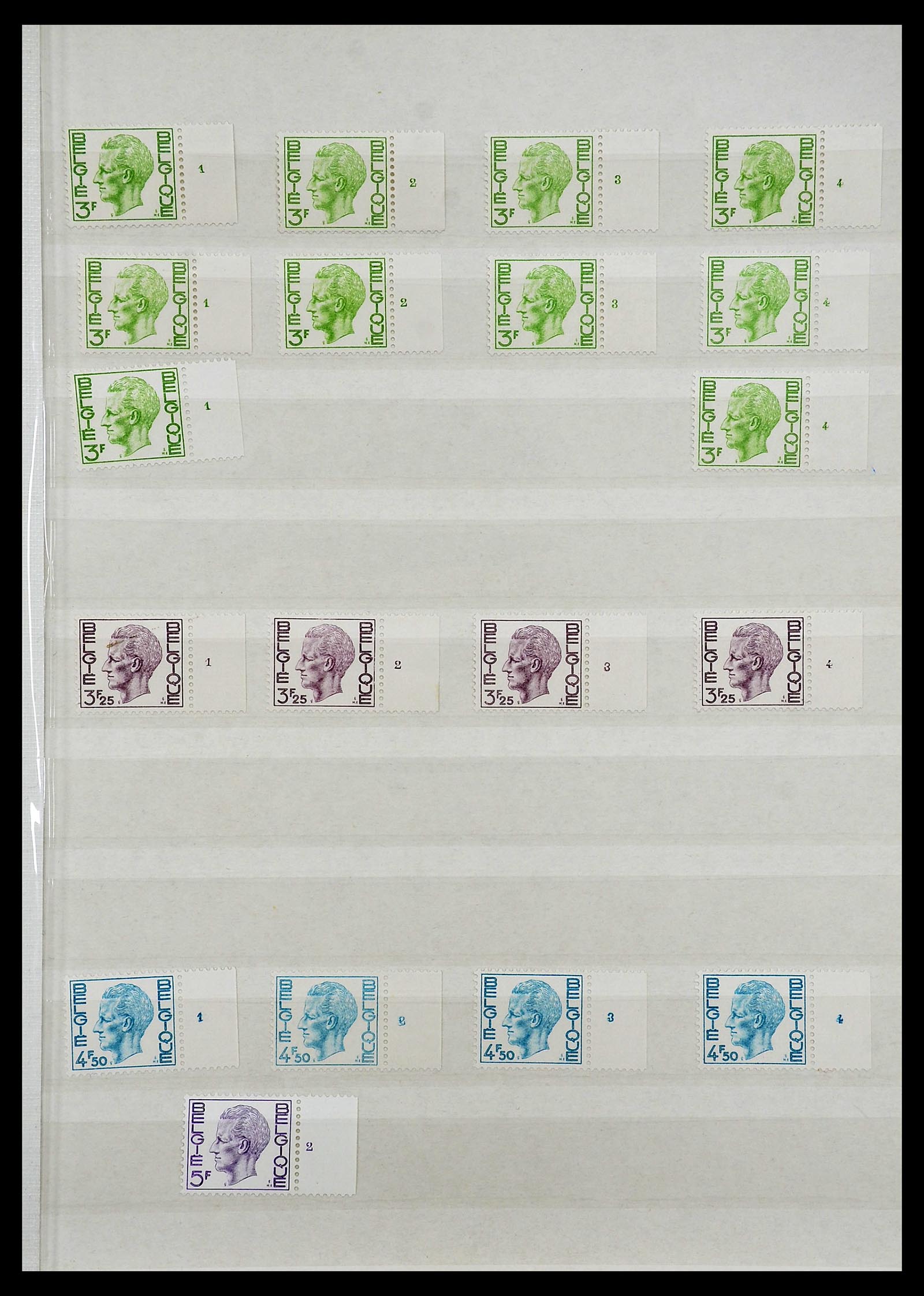 34524 091 - Postzegelverzameling 34524 België plaat en etsingnummers 1963-1990.