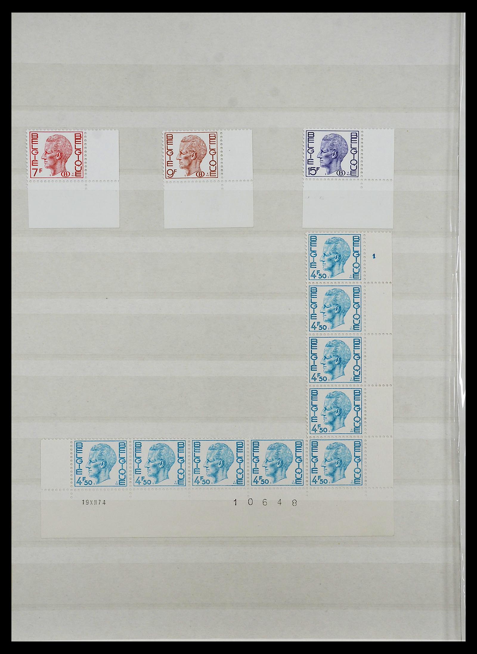 34524 092 - Postzegelverzameling 34524 België plaat en etsingnummers 1963-1990.