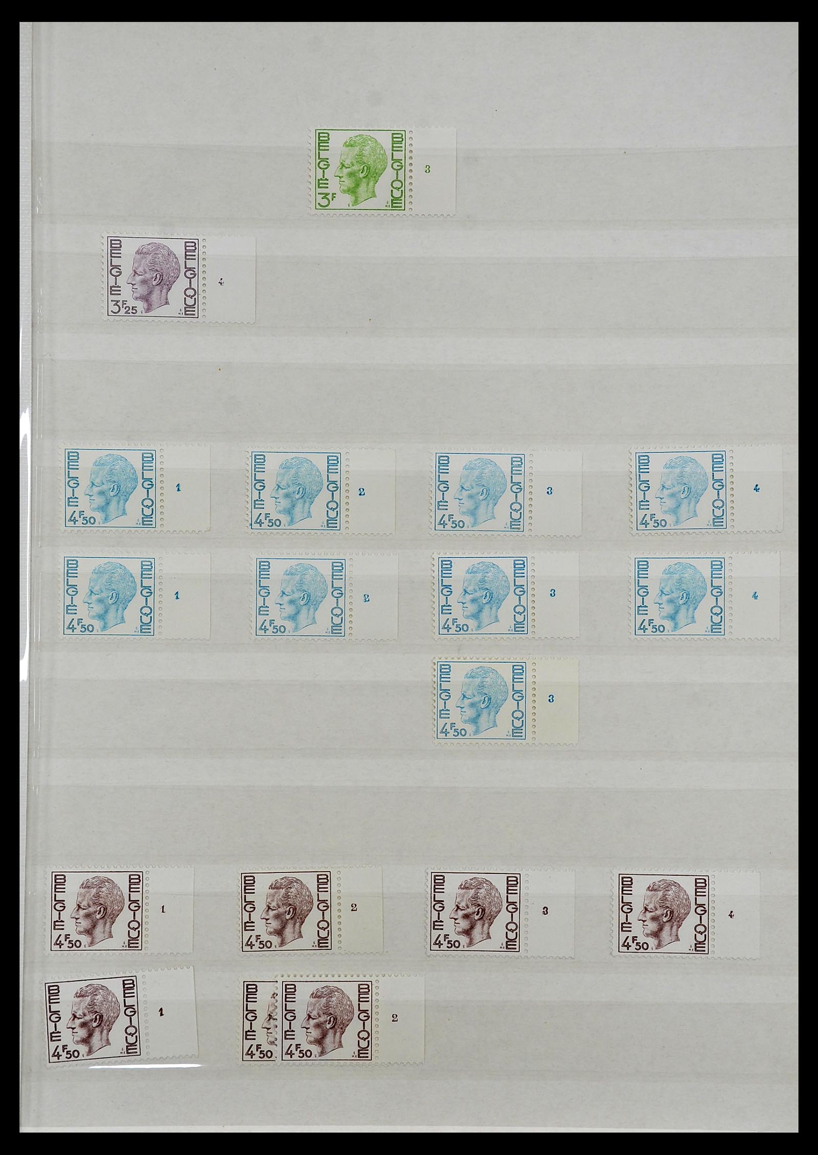 34524 093 - Postzegelverzameling 34524 België plaat en etsingnummers 1963-1990.
